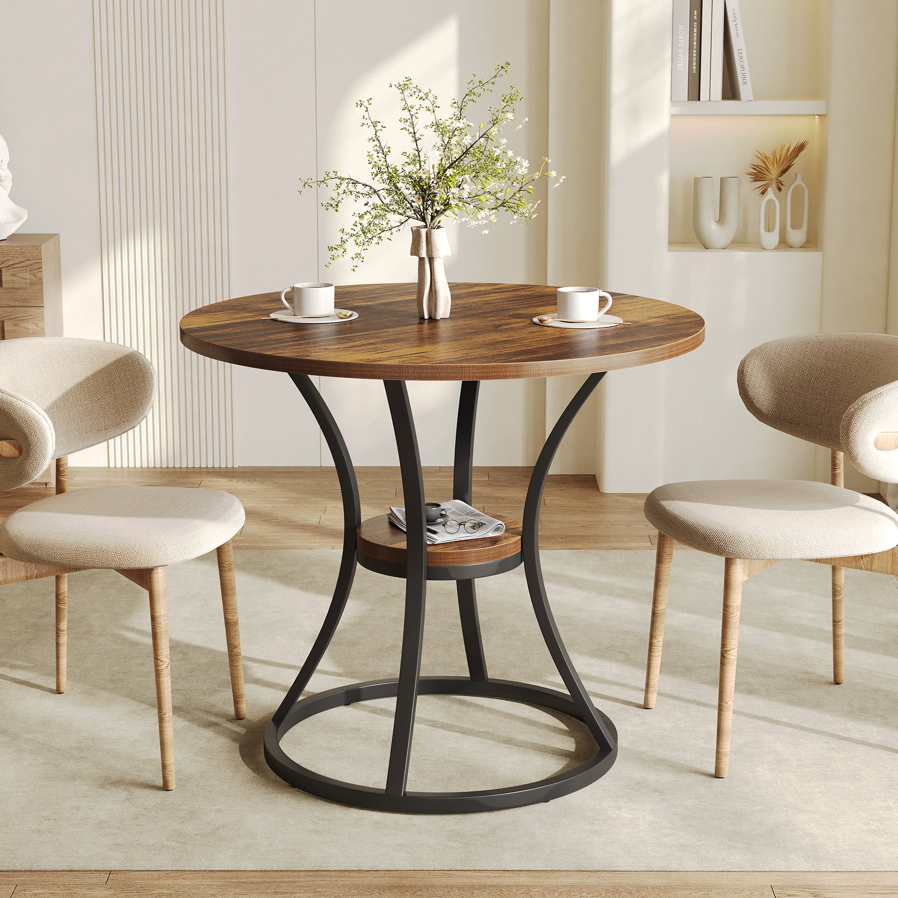 Tribesigns Tavolo da pranzo, 80 cm Tavolo da cusina rotondo per 2-4 persone