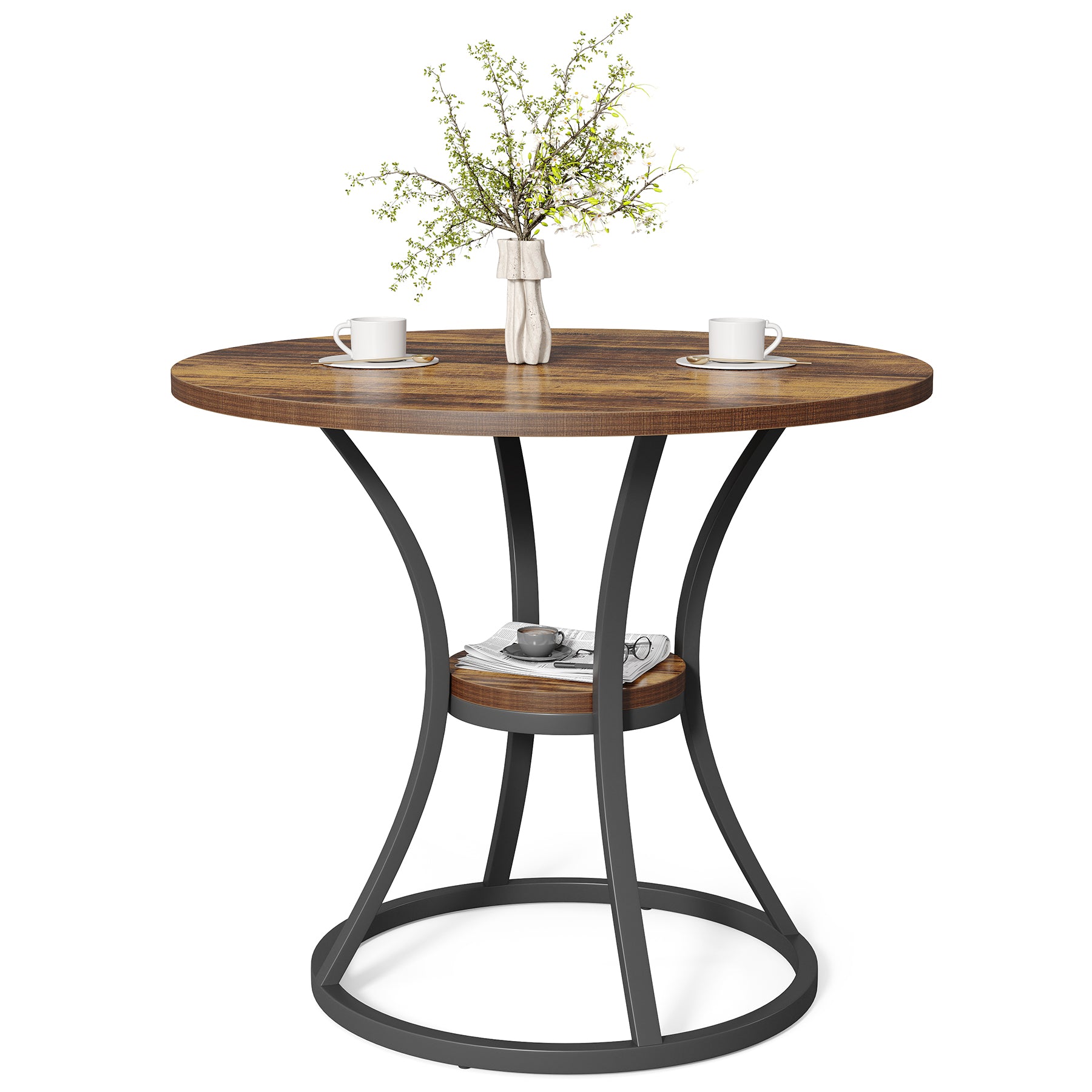 Tribesigns Tavolo da pranzo, 80 cm Tavolo da cusina rotondo per 2-4 persone