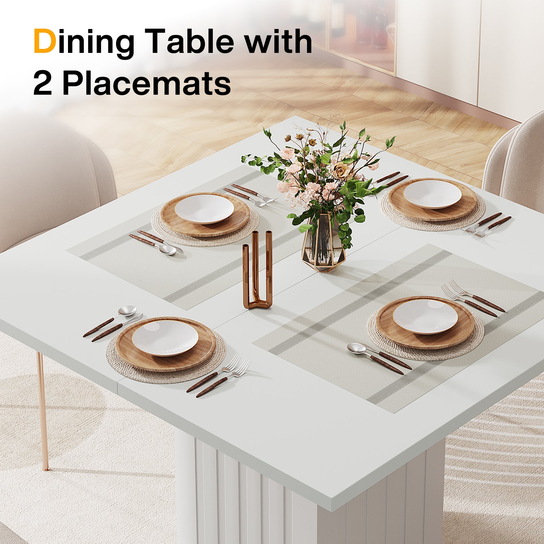 Tribesigns Tavolo da pranzo, 90 cm tavolo da cucina quadrato con robusta base