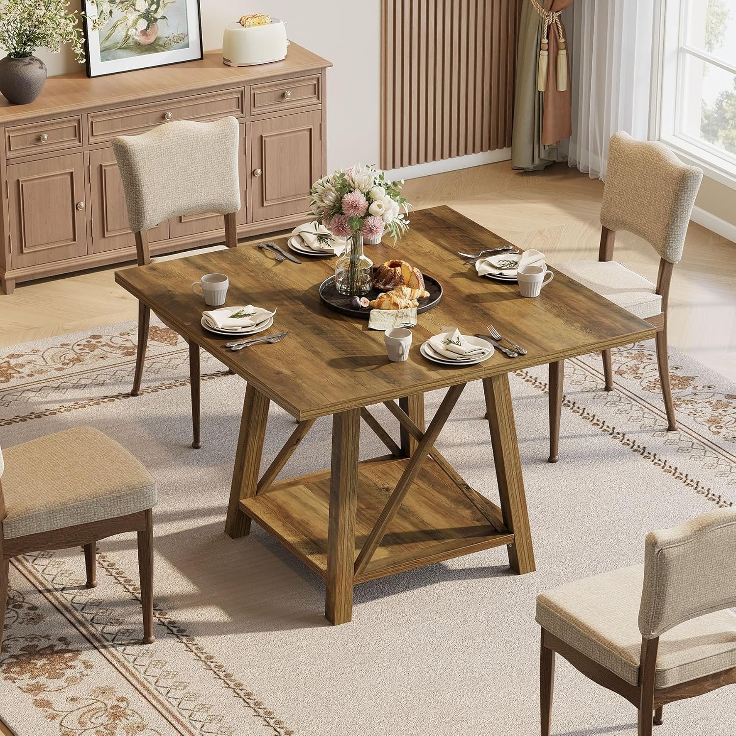 Tribesigns Tavolo da pranzo da 100 cm, piccolo tavolo da cucina quadrato per 4 persone