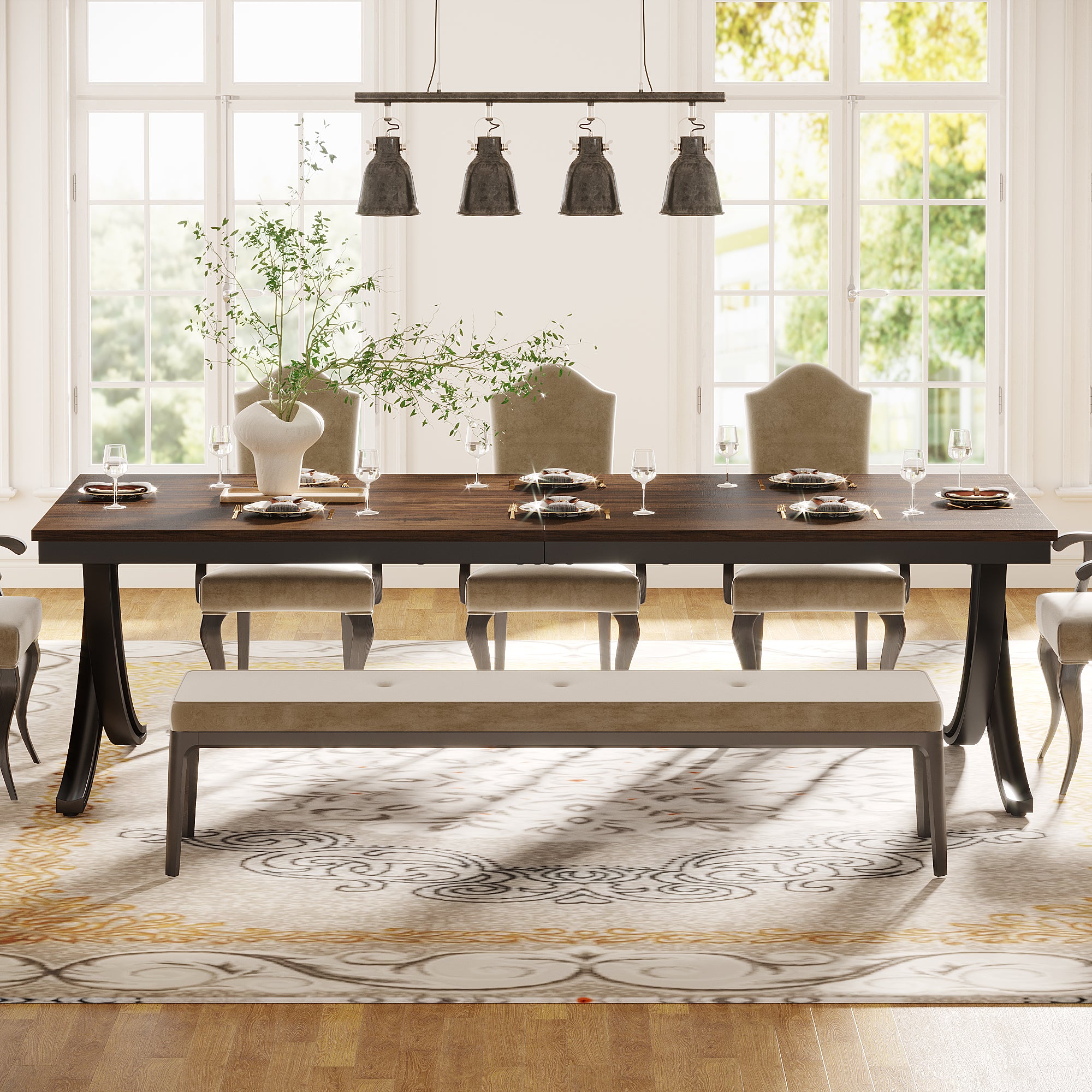 CLIPOP Tavolo Da Pranzo Rettangolare 120x80 Cm – Effetto Quercia, Gambe In Metallo Industriale, 4-6 Posti