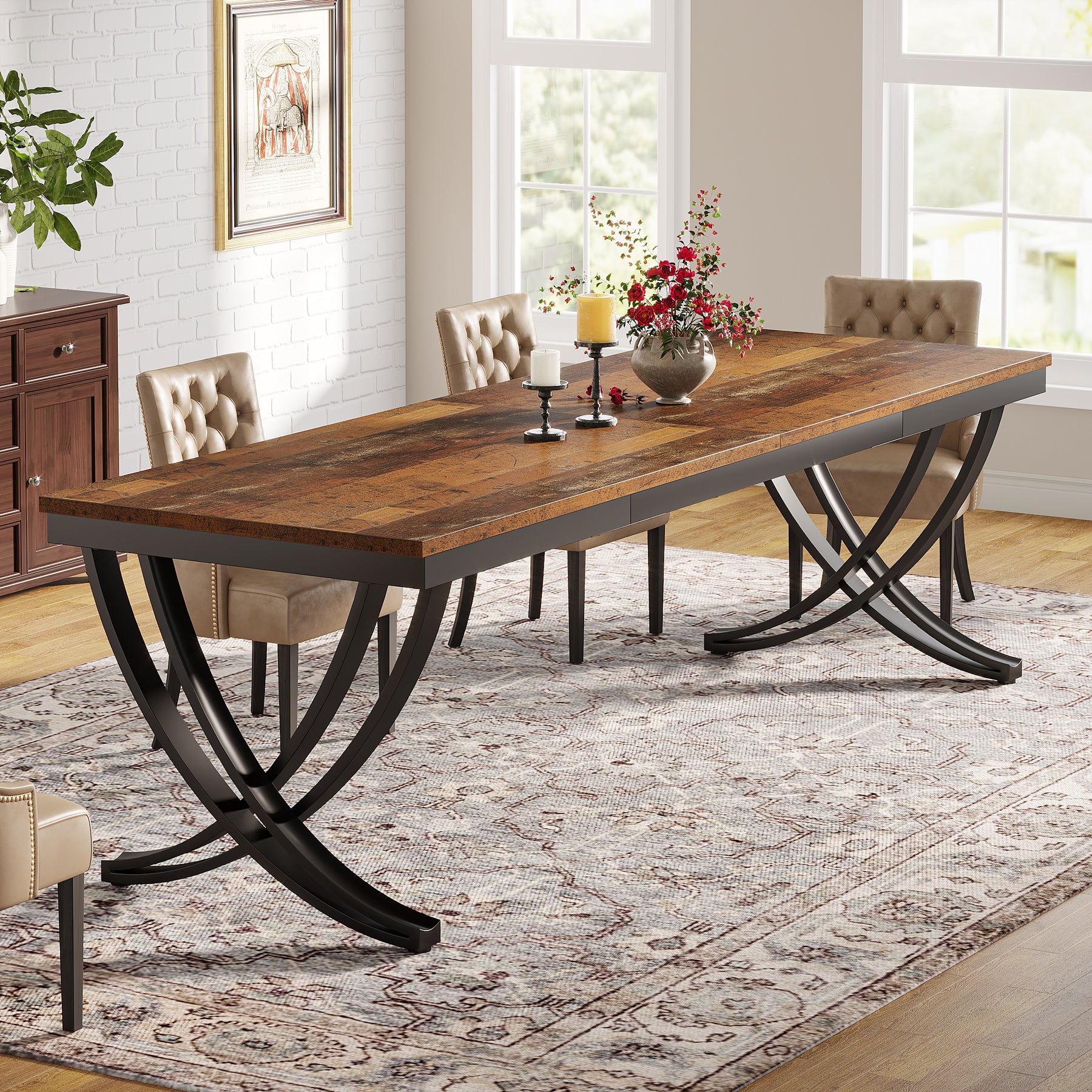 Tribesigns Tavolo da pranzo da 200 cm, Tavolo da Cucina Industriale per 6-8 persone