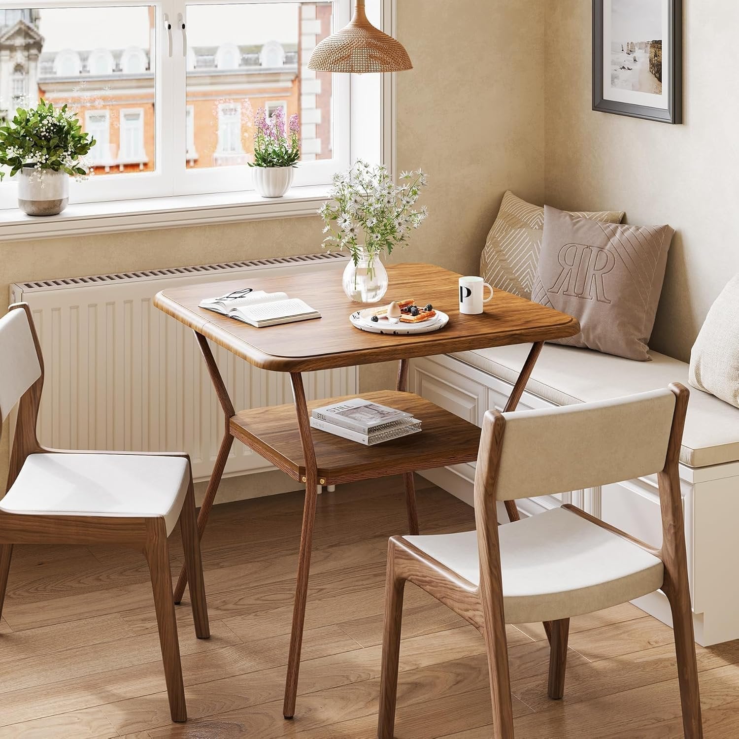 Tribesigns Tavolo da pranzo da 80 cm, tavolo da cucina quadrato a 2 piani per 2-4 persone