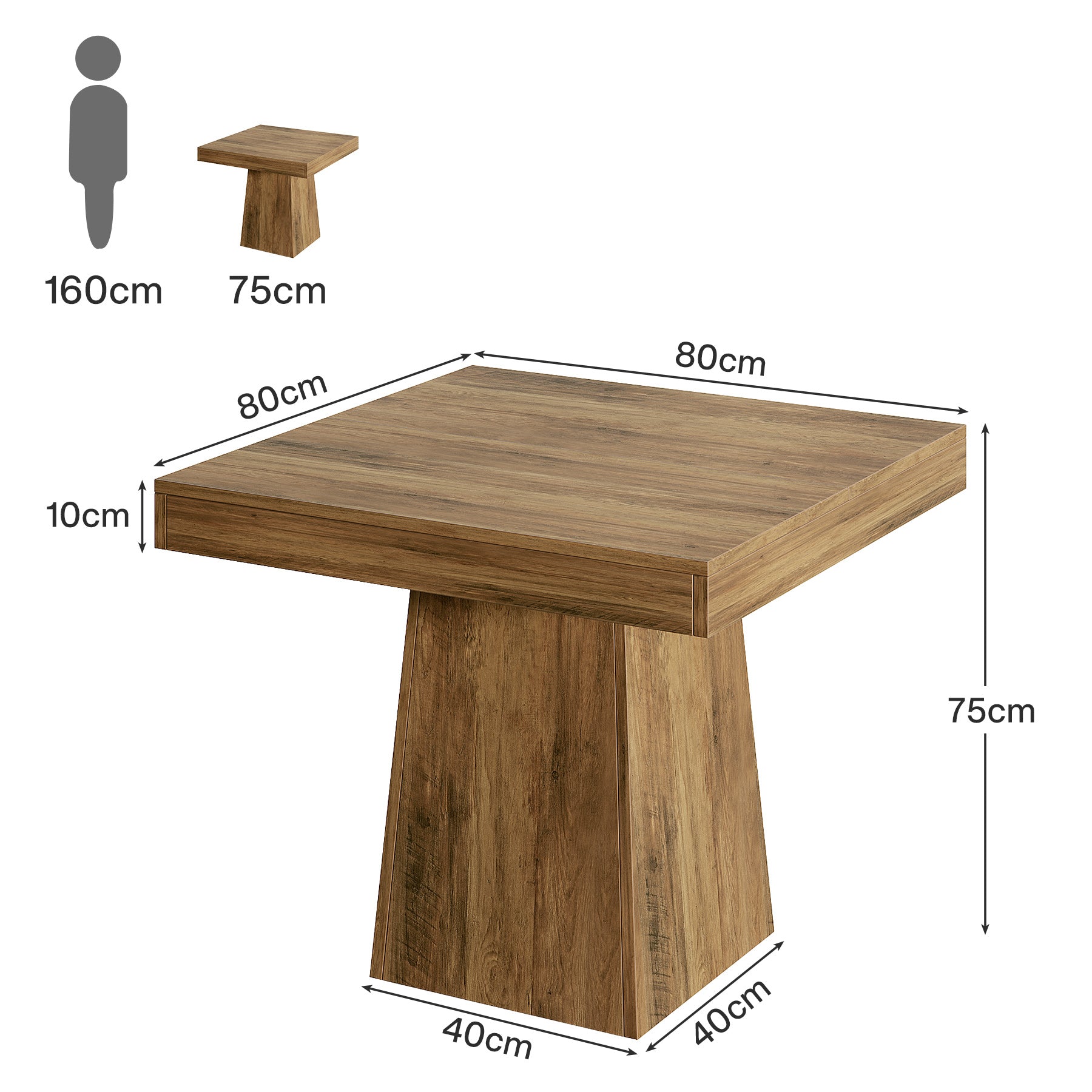 Tribesigns Tavolo da pranzo quadrato, tavolo da cucina da 80 cm per 4 persone