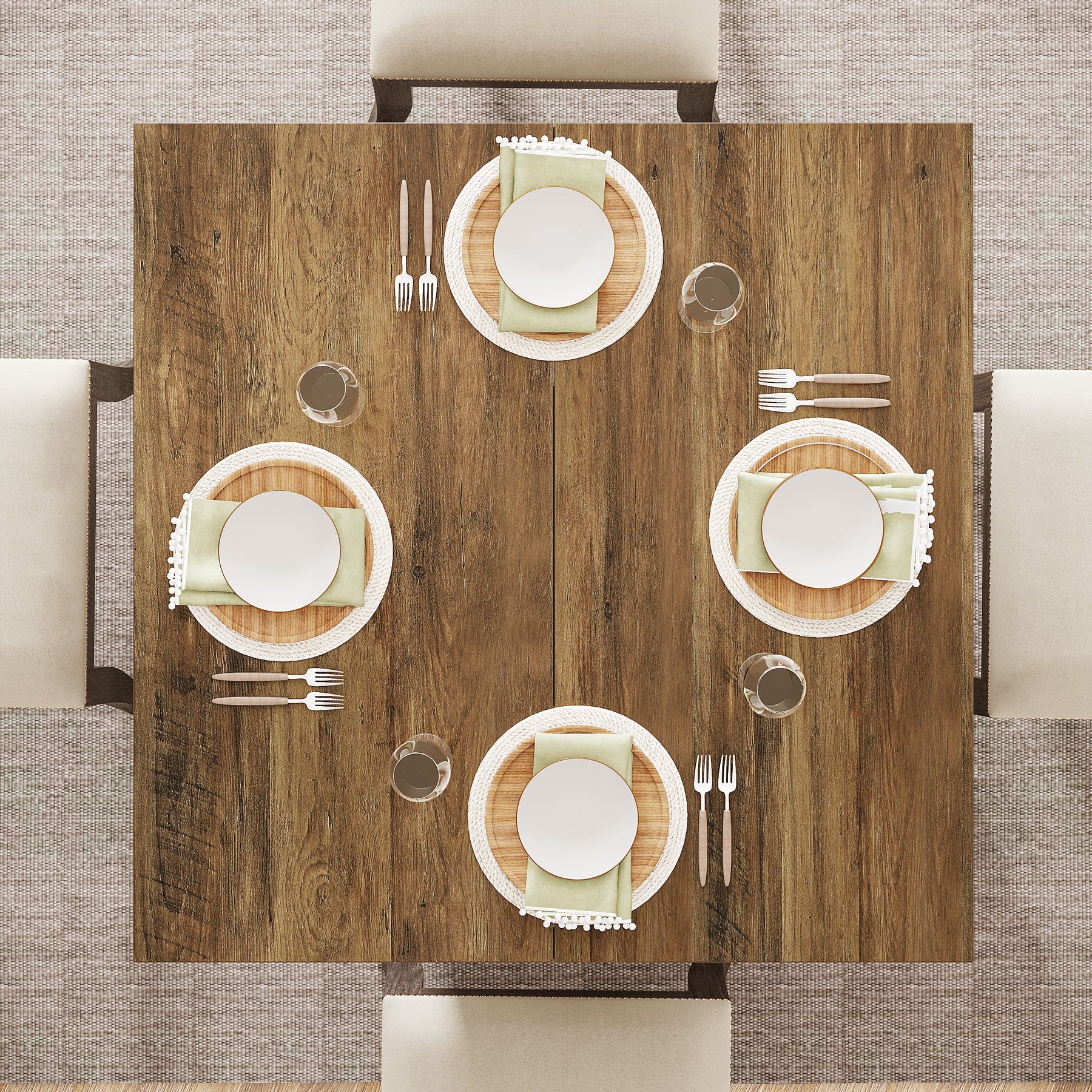 Tribesigns Tavolo da pranzo quadrato, tavolo da cucina da 80 cm per 4 persone