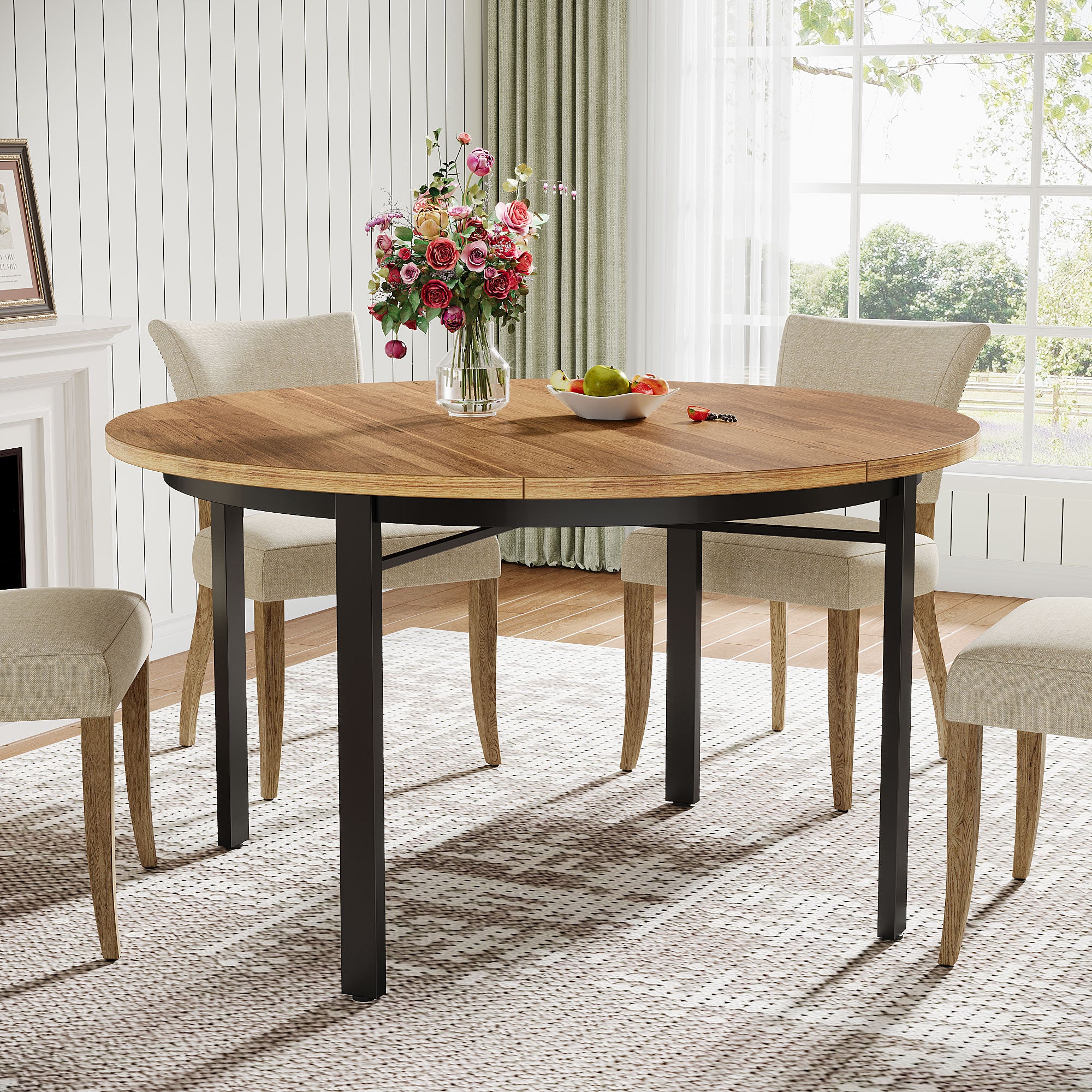Tribesigns Tavolo da pranzo rotondo, tavolo da cucina da 118 cm tavolo da pranzo per 4 persone