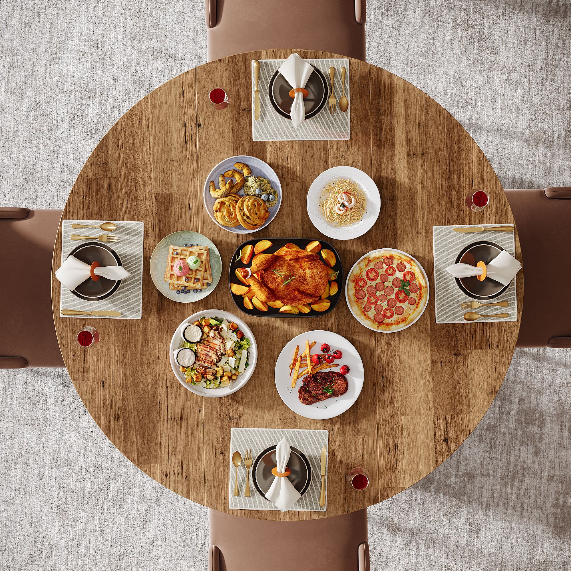 Tribesigns Tavolo da pranzo rotondo, tavolo da cucina da 118 cm tavolo da pranzo per 4 persone