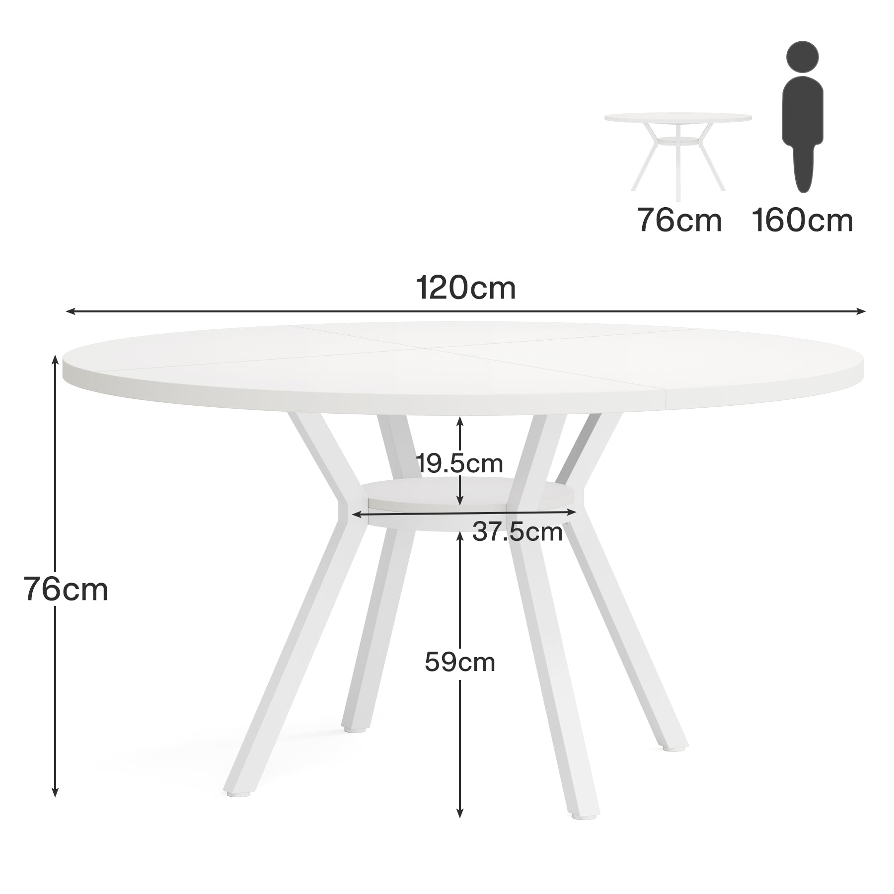 Tribesigns Tavolo da pranzo rotondo, tavolo da pranzo da cucina moderno da 120 cm per 4