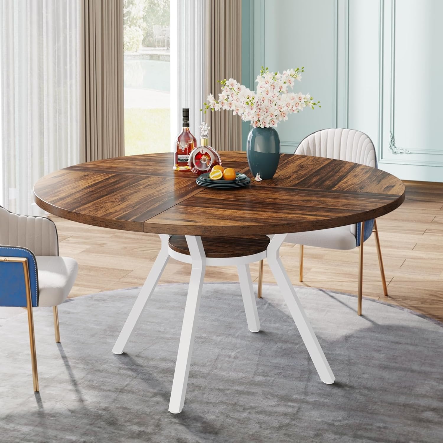 Tribesigns Tavolo da pranzo rotondo, tavolo da pranzo da cucina moderno da 120 cm per 4