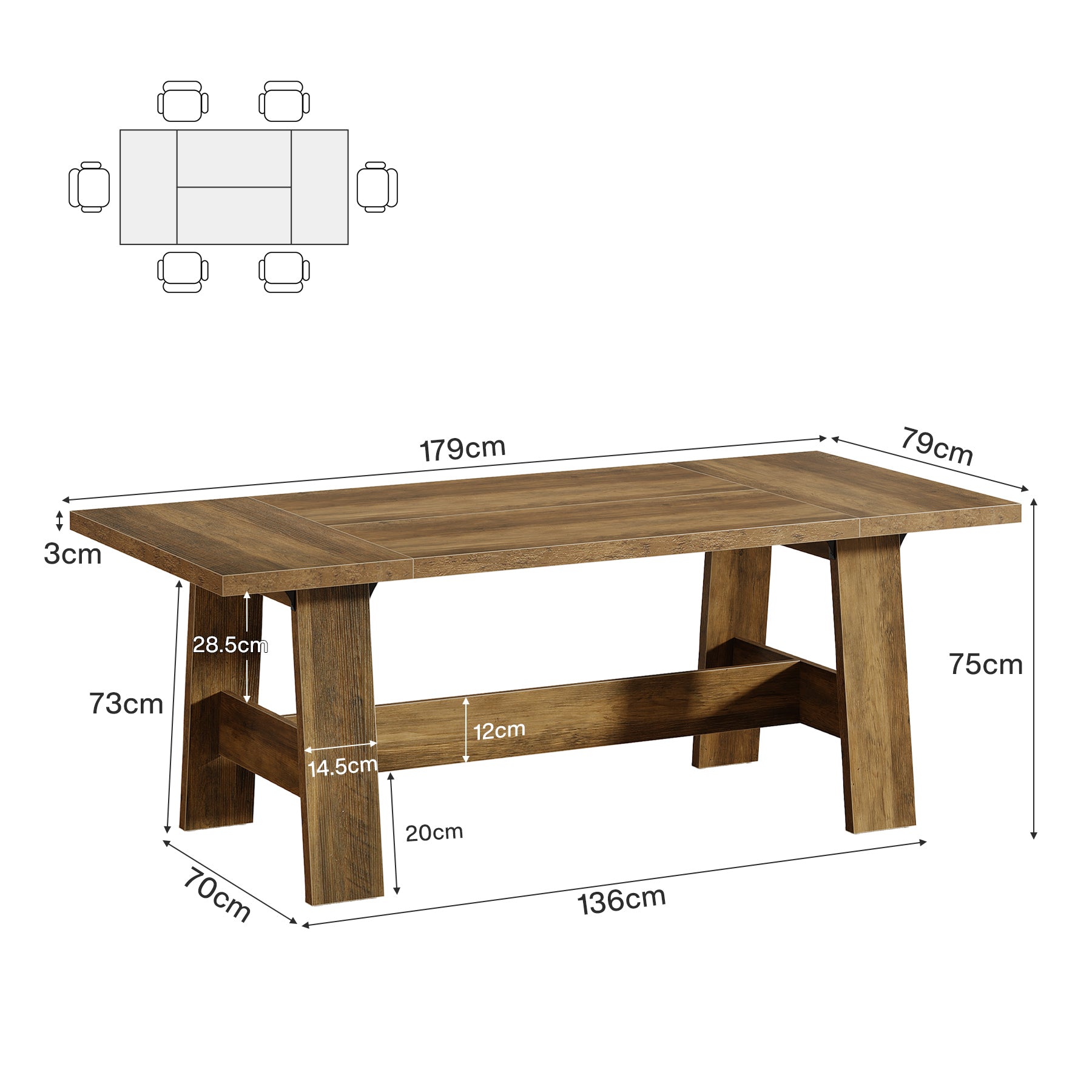 Tribesigns Tavolo da pranzo, tavolo da cucina da 180 cm per 6-8