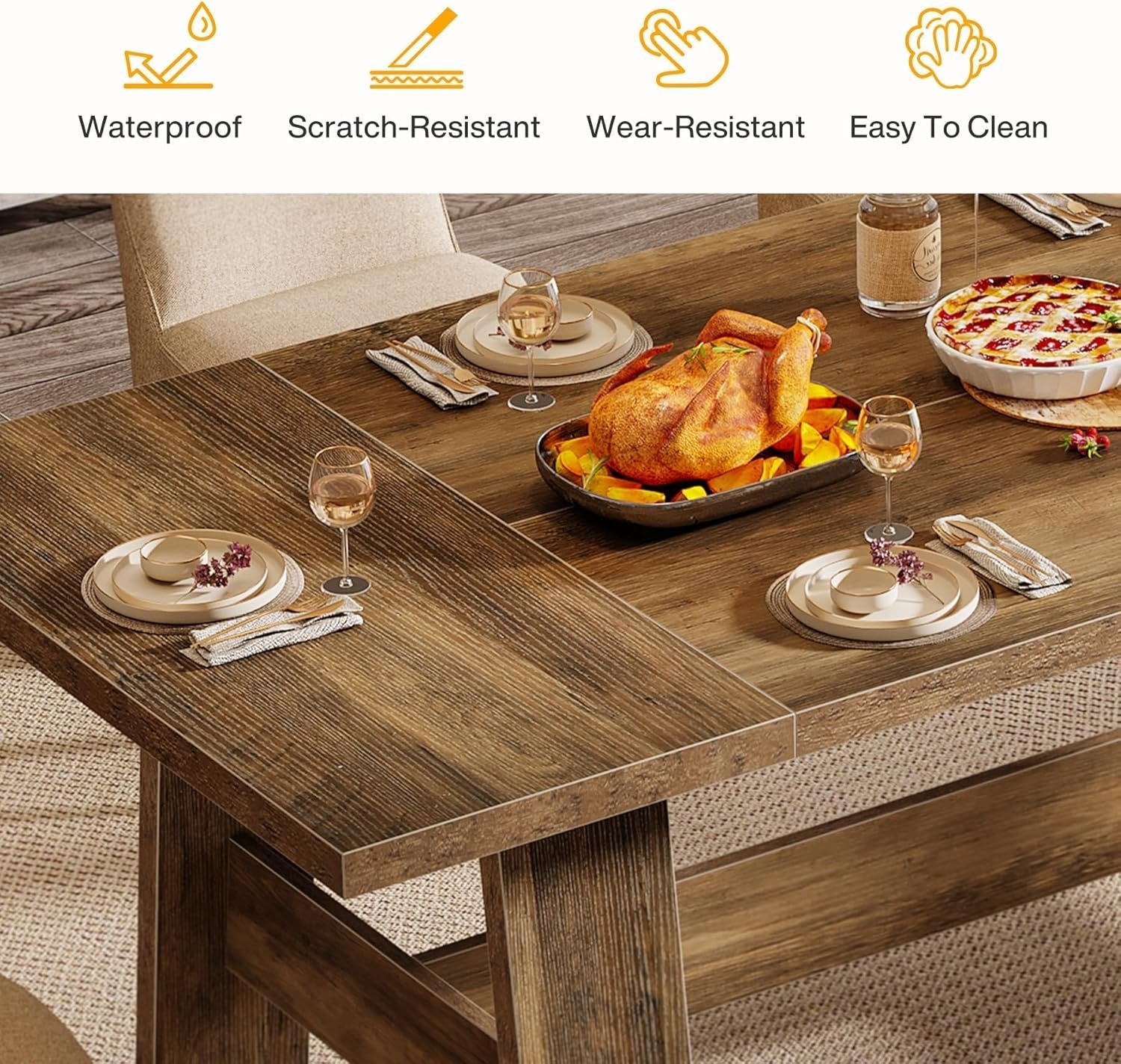 Tribesigns Tavolo da pranzo, tavolo da cucina da 180 cm per 6-8