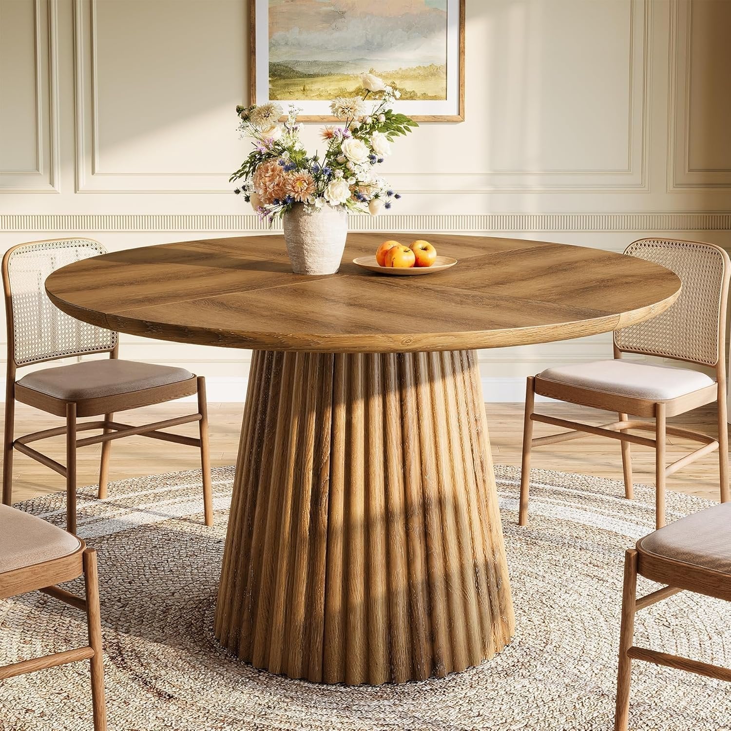 Tribesigns Tavolo da pranzo, tavolo da cucina rotondo da 120 cm per 4-6 persone
