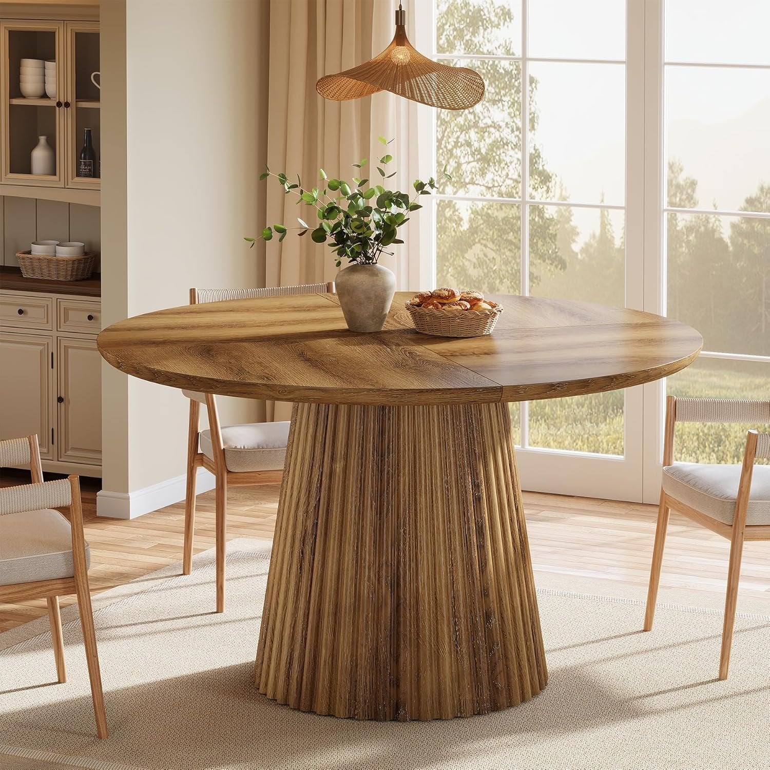Tribesigns Tavolo da pranzo, tavolo da cucina rotondo da 120 cm per 4-6 persone