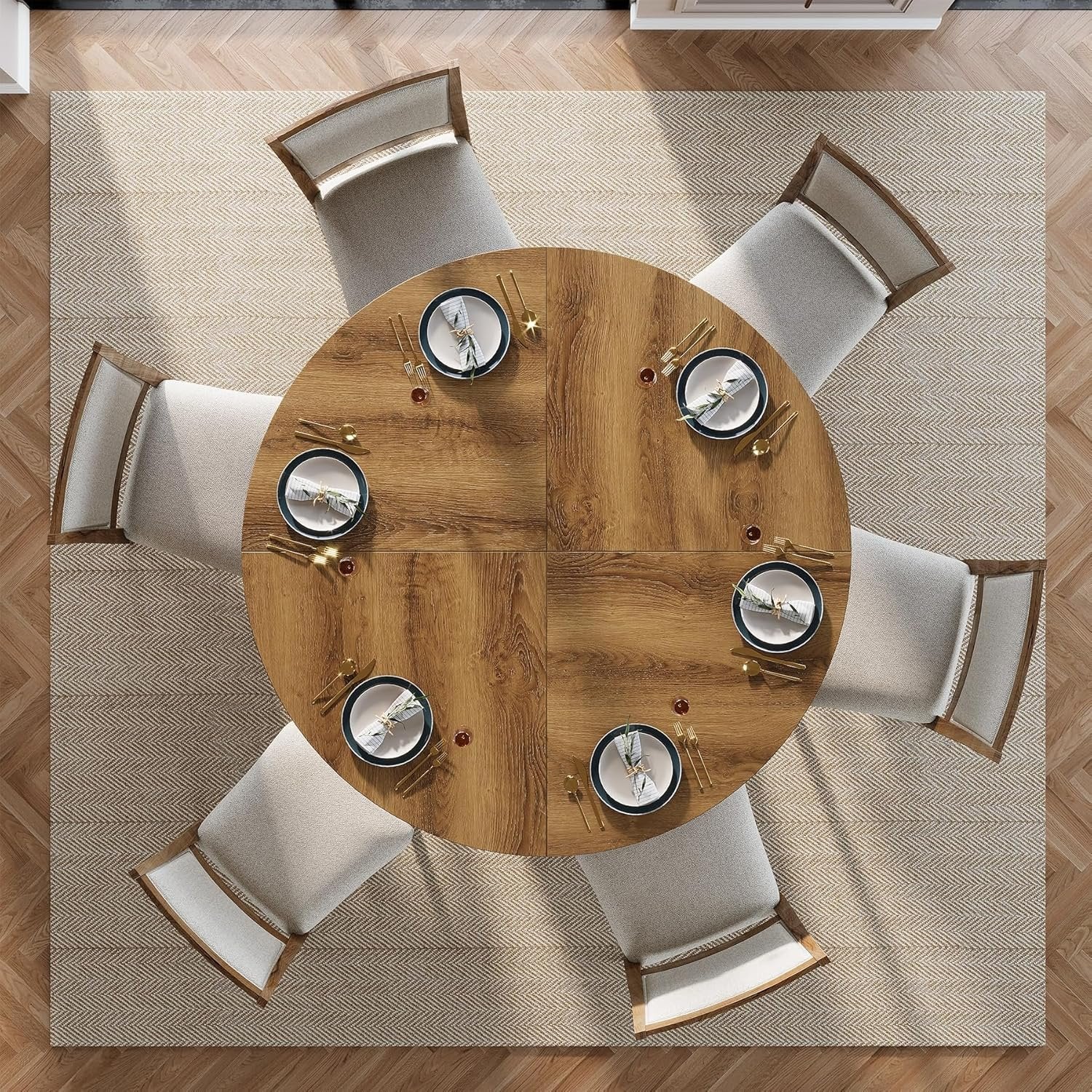 Tribesigns Tavolo da pranzo, tavolo da cucina rotondo da 120 cm per 4-6 persone