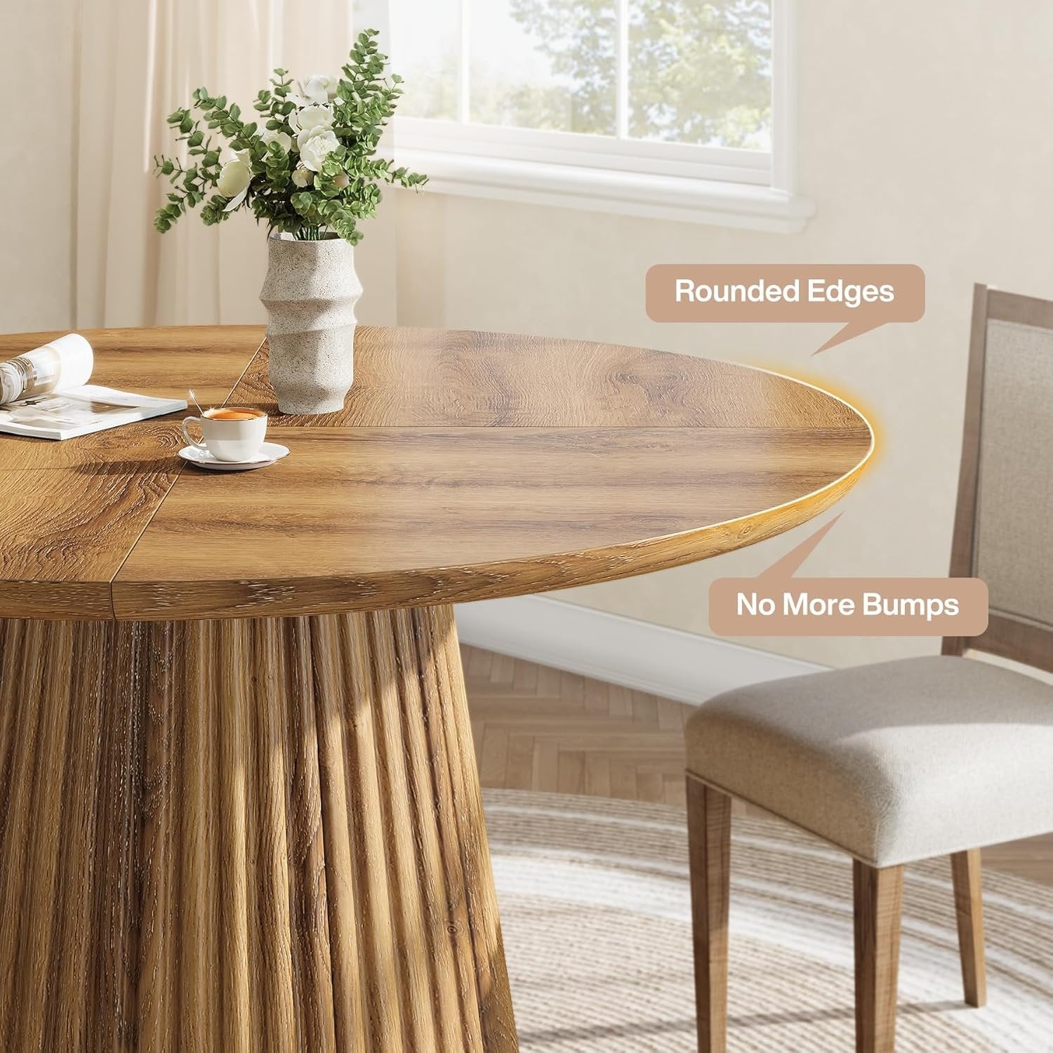 Tribesigns Tavolo da pranzo, tavolo da cucina rotondo da 120 cm per 4-6 persone