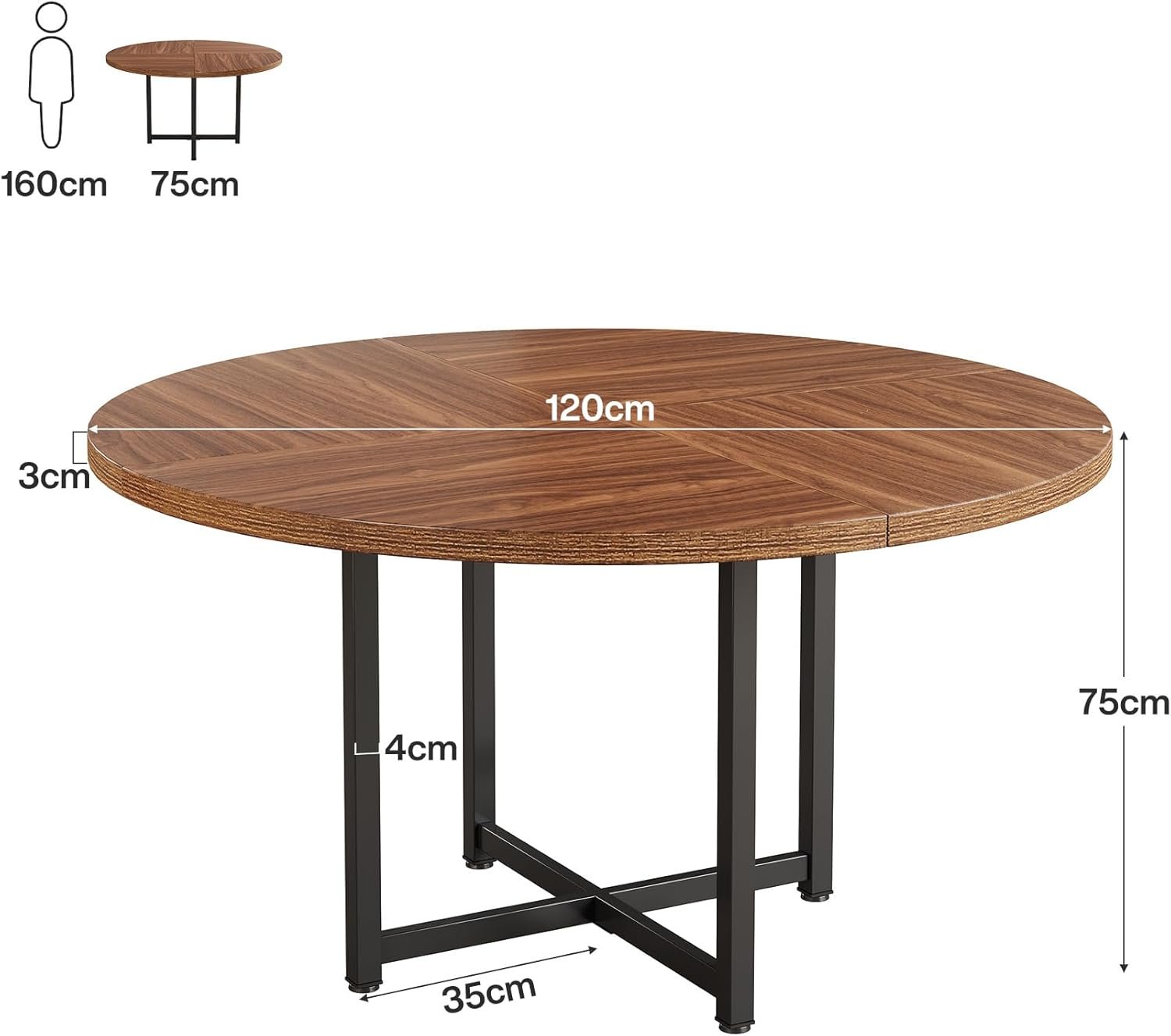 Tribesigns Tavolo da pranzo, tavolo da cucina rotondo da 120 cm per 4-6 persone