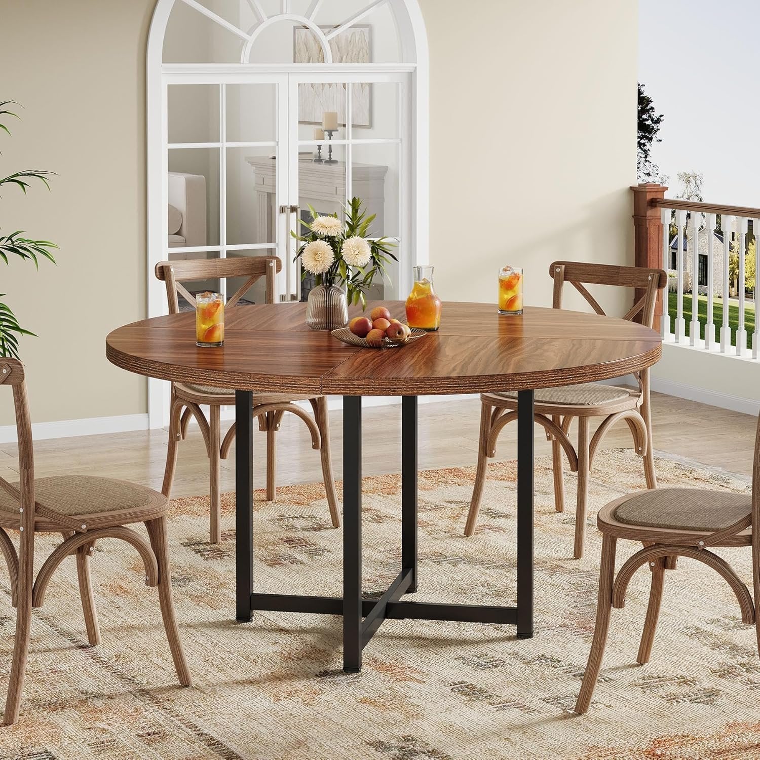 Tribesigns Tavolo da pranzo, tavolo da cucina rotondo da 120 cm per 4-6 persone