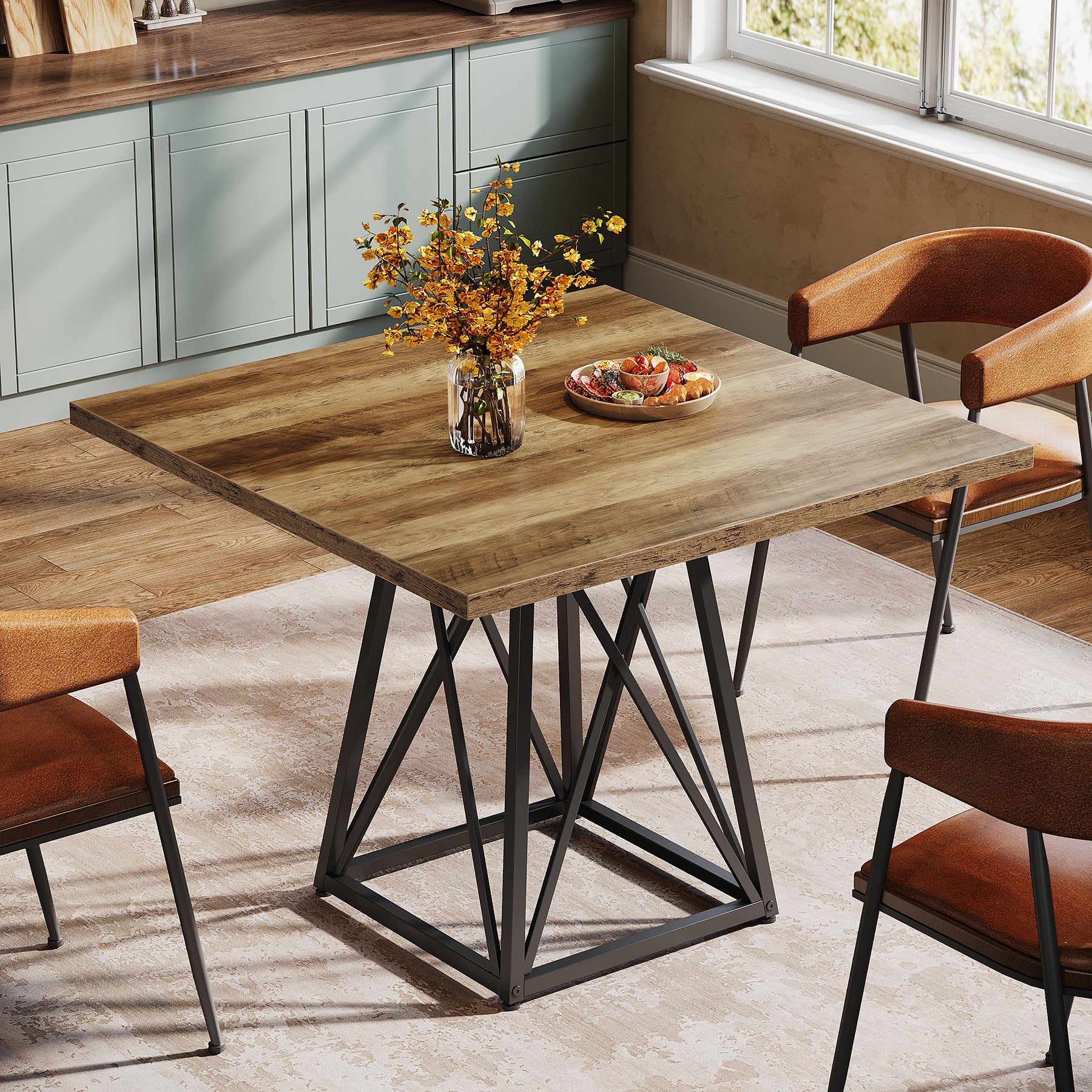 Tribesigns Tavolo da pranzo, tavolo quadrato da 90 cm per 4 persone