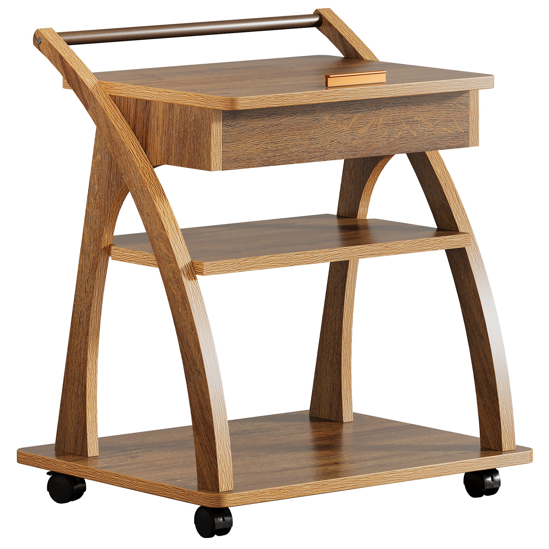 Tribesigns 60 cm Tavolino, Tavolino regolabile con ruote a 3 piani per soggiorno