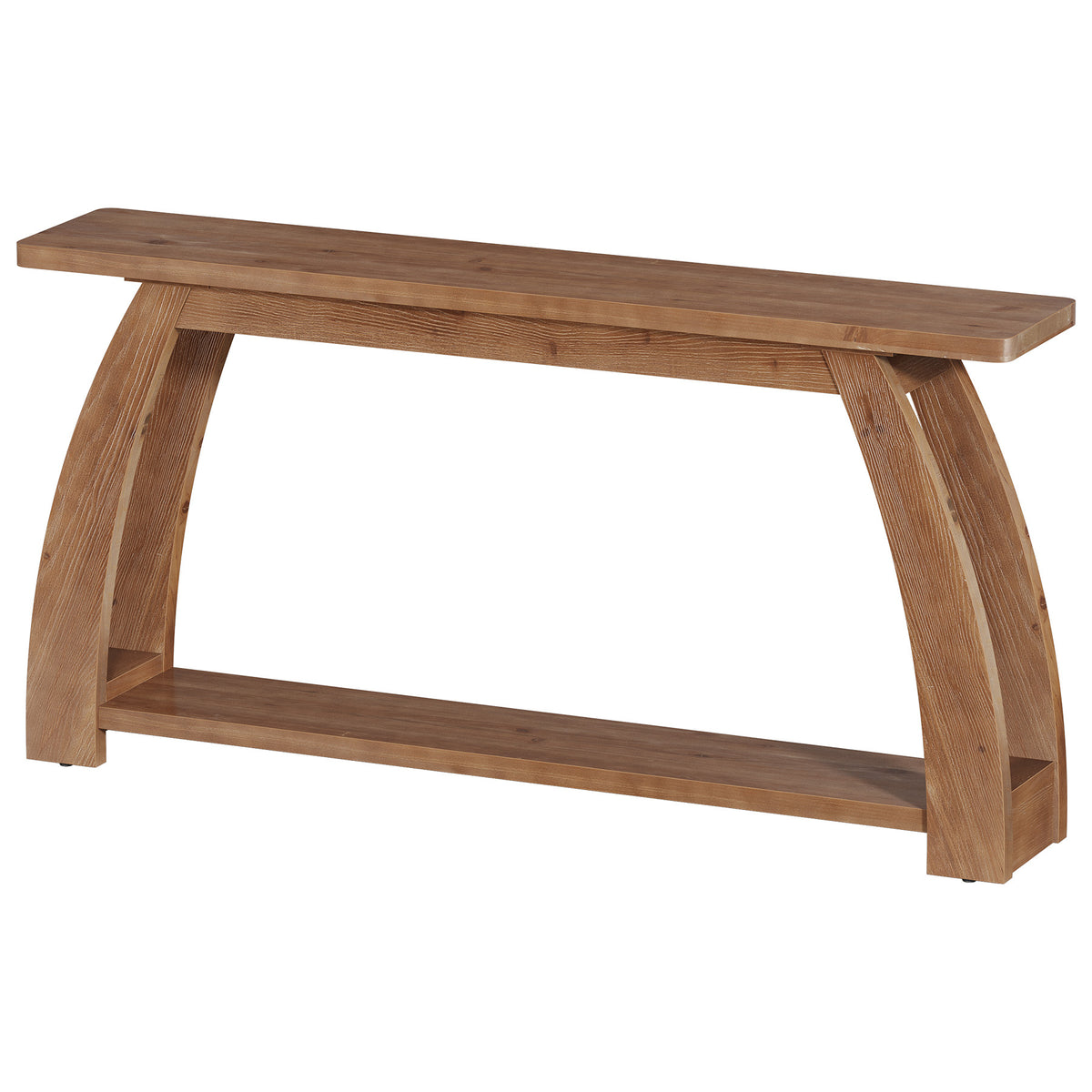 Consolle in Legno Massello a 2 Ripiani con Gambe ad Arco, 160 cm, per Ingresso