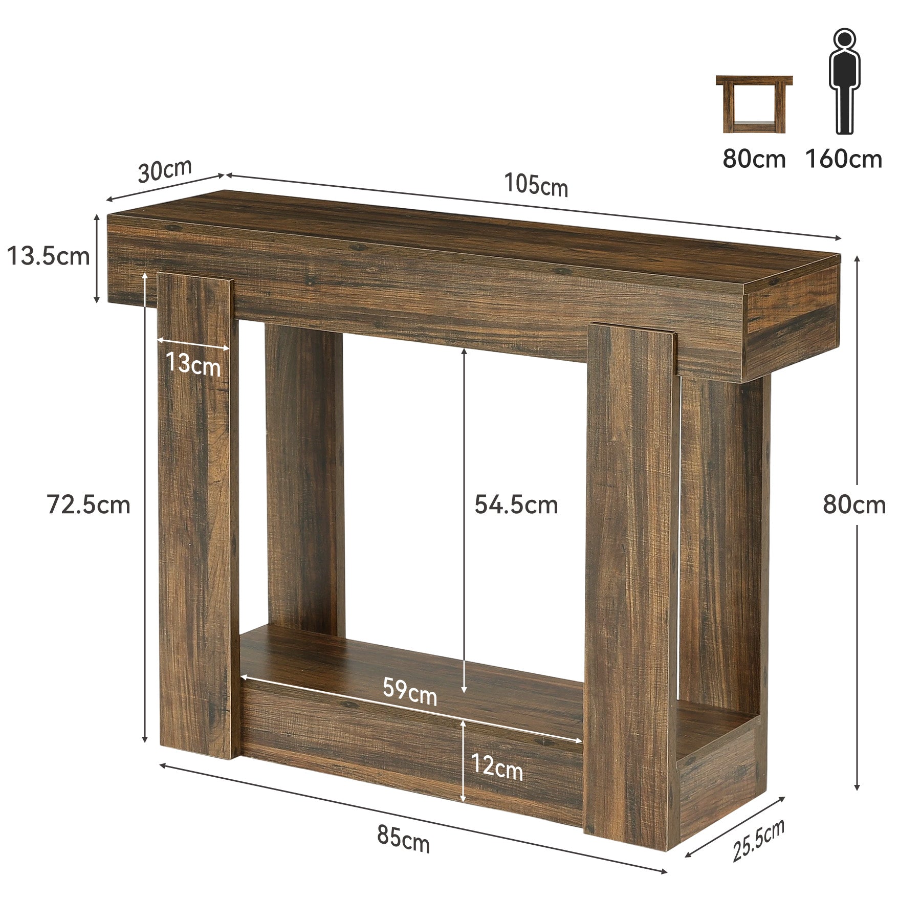 Tribesigns Consolle da 105 cm con ripiano, tavolino d'ingresso stretto in stile country per ingresso