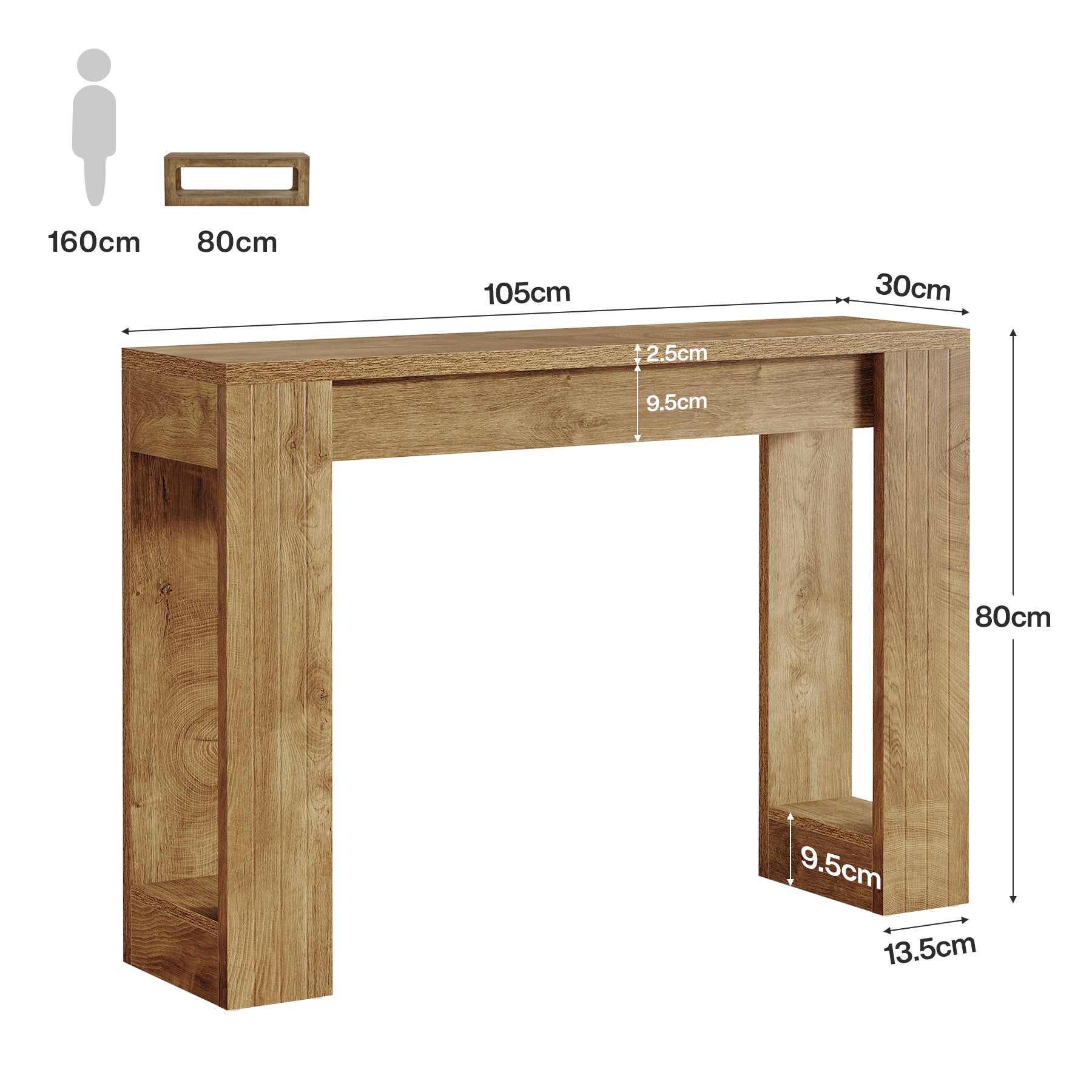 Tribesigns Tavolo consolle lungo 105 cm, tavolo in legno rustico dietro il divano