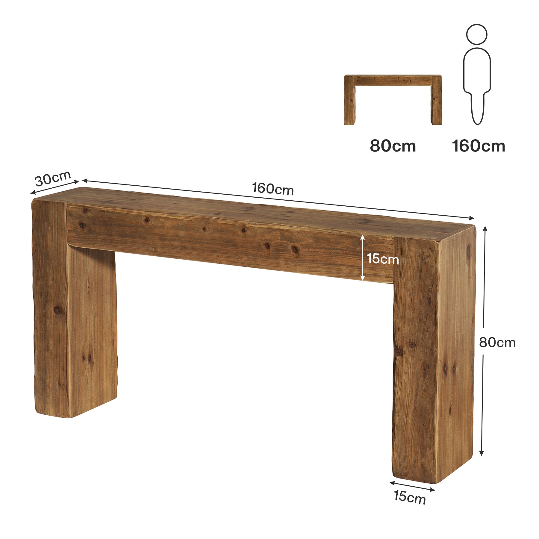 Tribesigns Consolle in legno da 160 cm, tavolino da divano in stile rustico, tavolino da ingresso