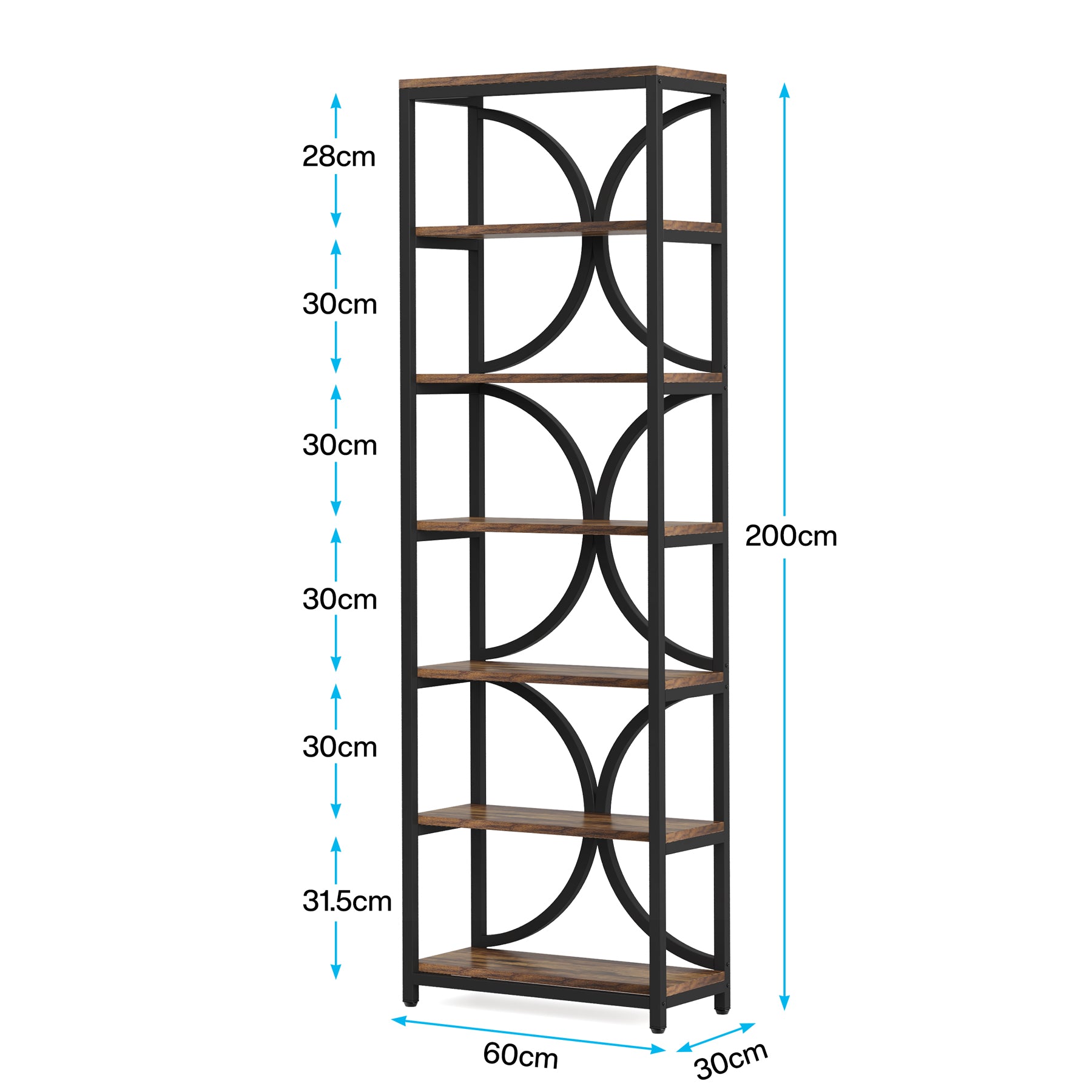 Tribesigns 200 cm Libreria, scaffale indipendente a 6 ripiani con ripiani aperti