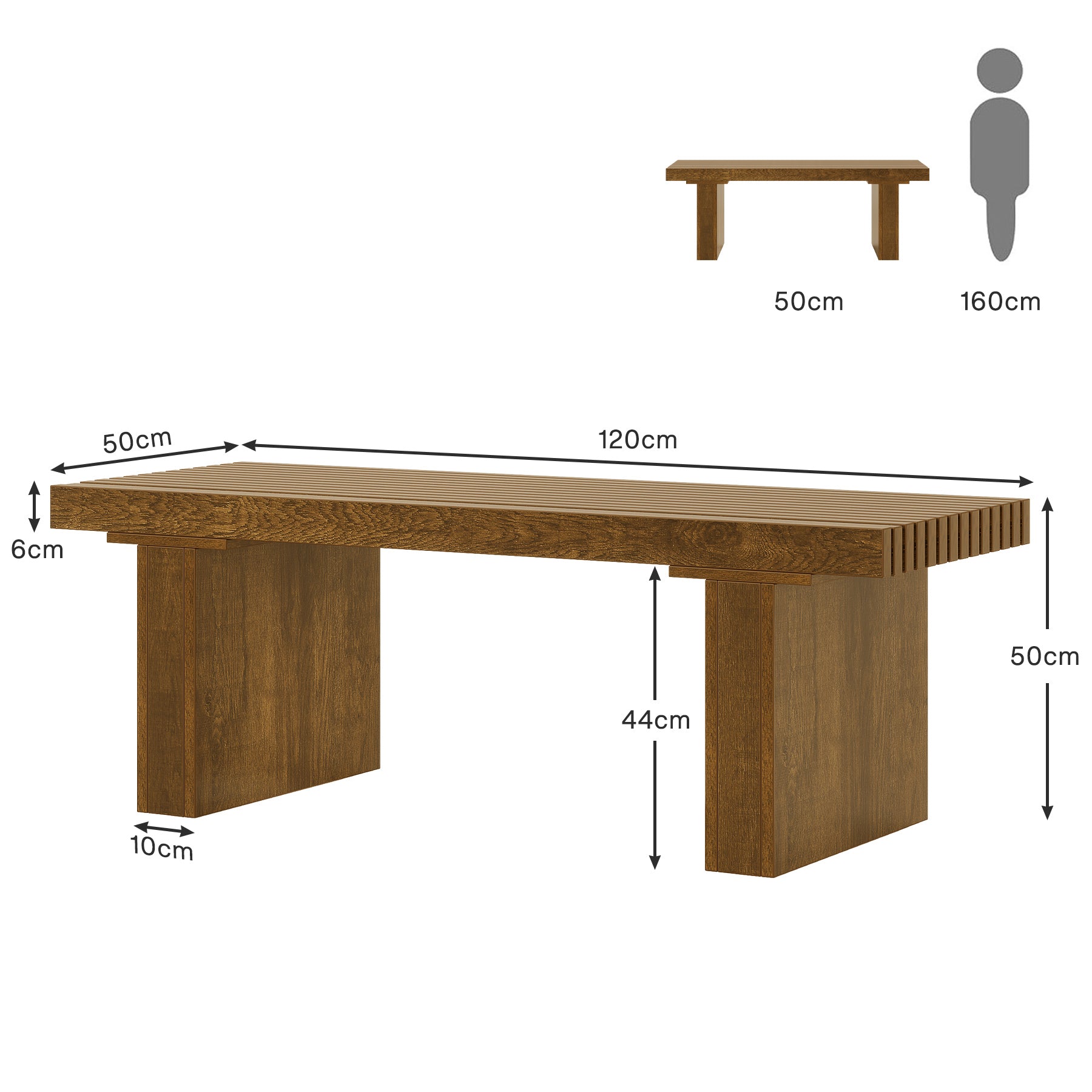 Tribesigns Tavolino da caffè 120 cm, tavolo centrale in stile fattoria, tavolo da tè