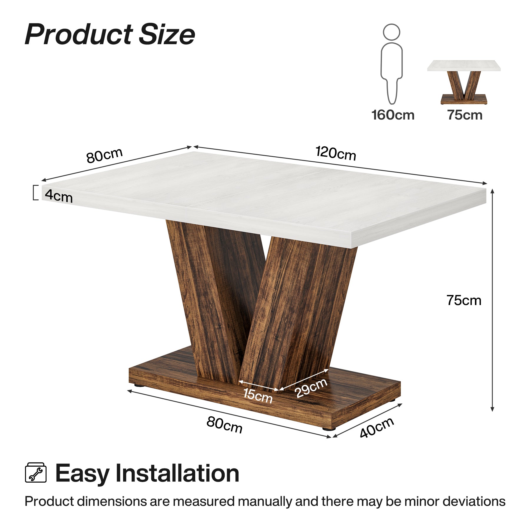 Tribesigns Tavolo da pranzo per 4 persone, Tavolo da cucina 120 cm Con base pesante