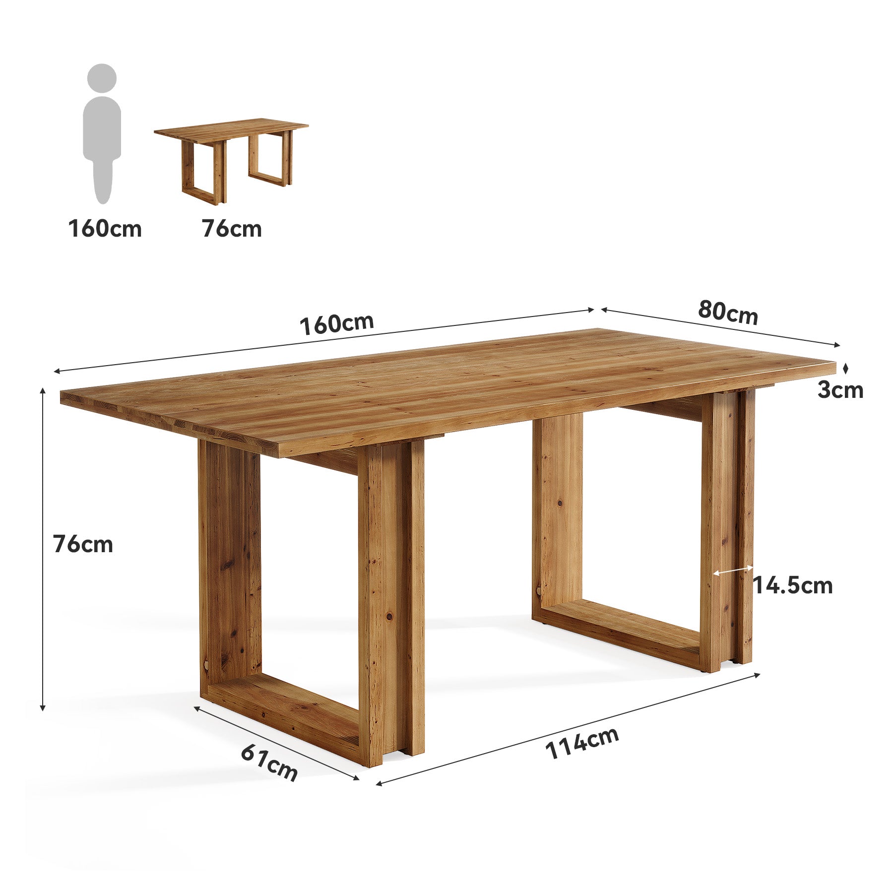 Tribesigns Scrivania in legno massello da 160 cm, Grande scrivania per ufficio in casa in legno di abete
