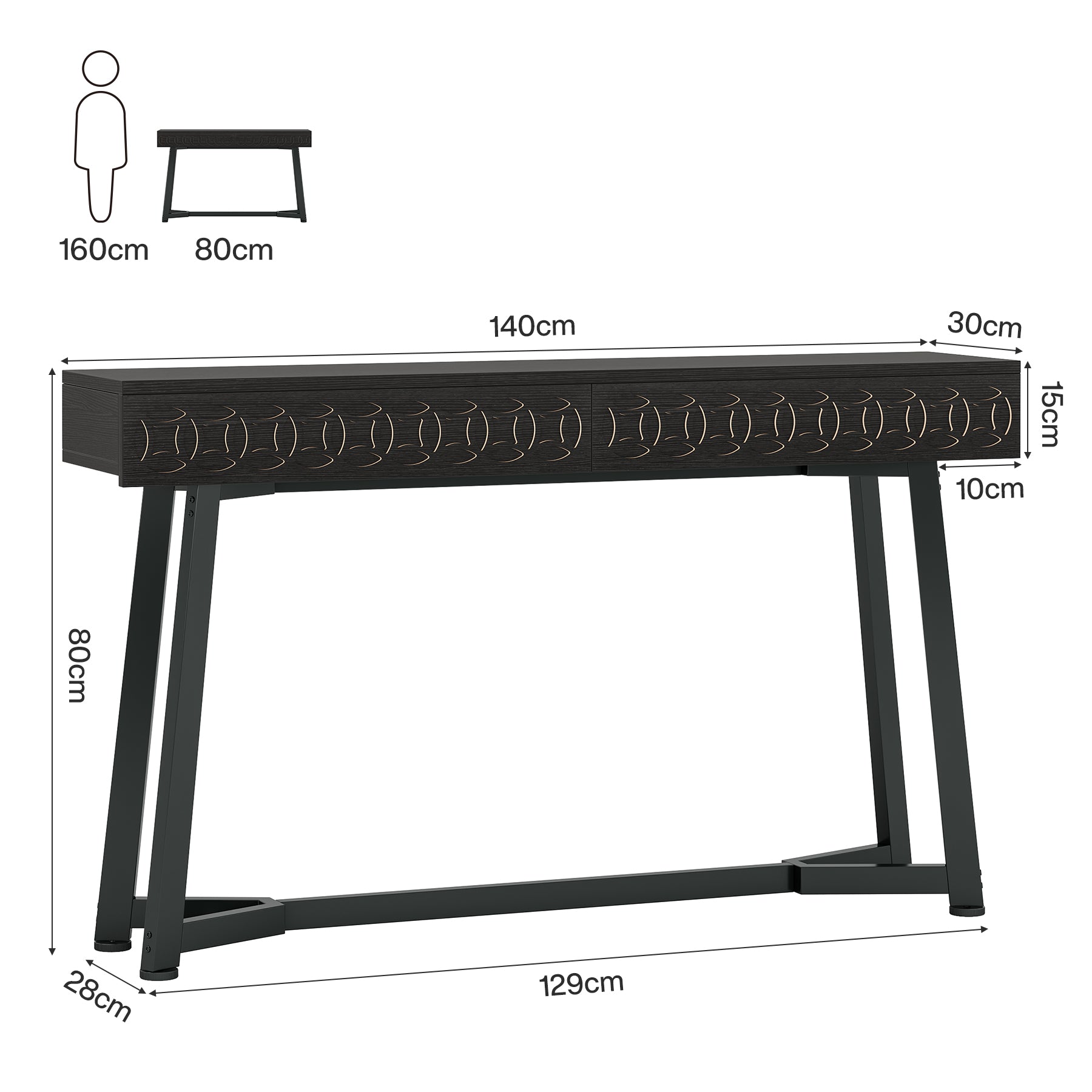 Tribesigns 140 cm Tavolo consolle, tavolo da ingresso con 2 cassetti