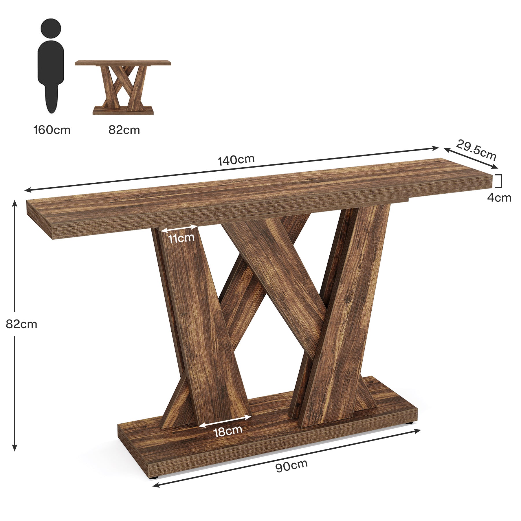 Tribesigns Tavolo consolle da 140 cm, moderno tavolino d'ingresso con base geometrica