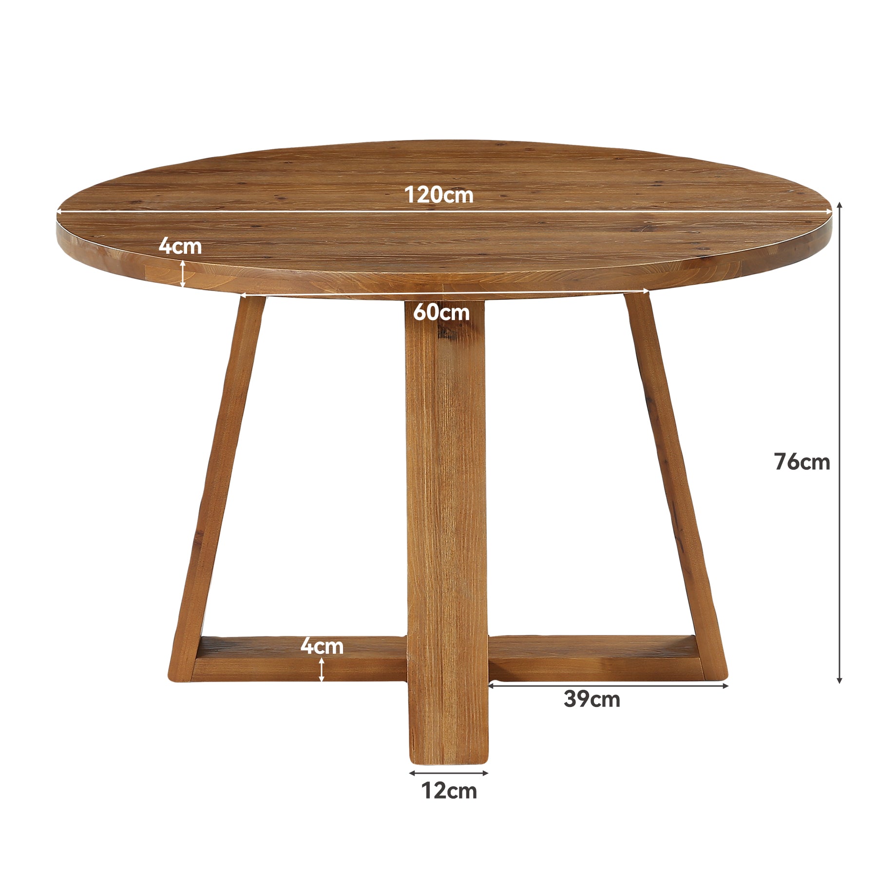Tribesigns Tavolo da pranzo rotondo da 120 cm, tavolo da cucina in legno massello per 4 persone