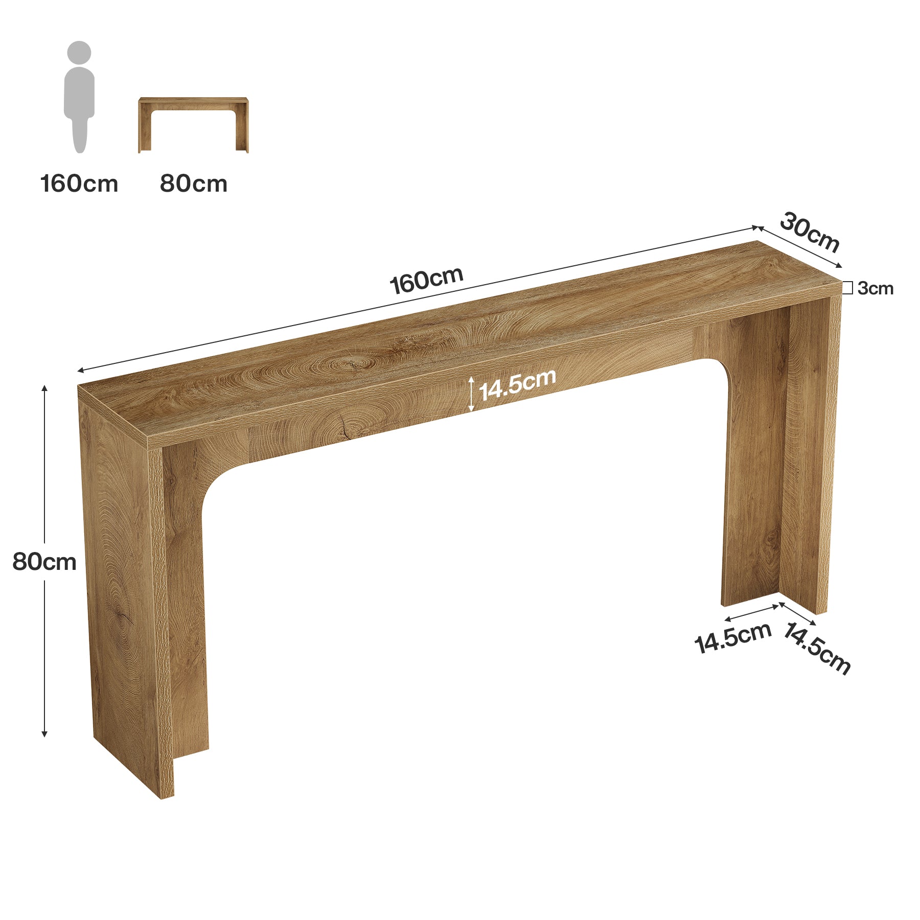 Tribesigns Consolle stretta da 160 cm, tavolo in legno per ingresso con base robusta per corridoio