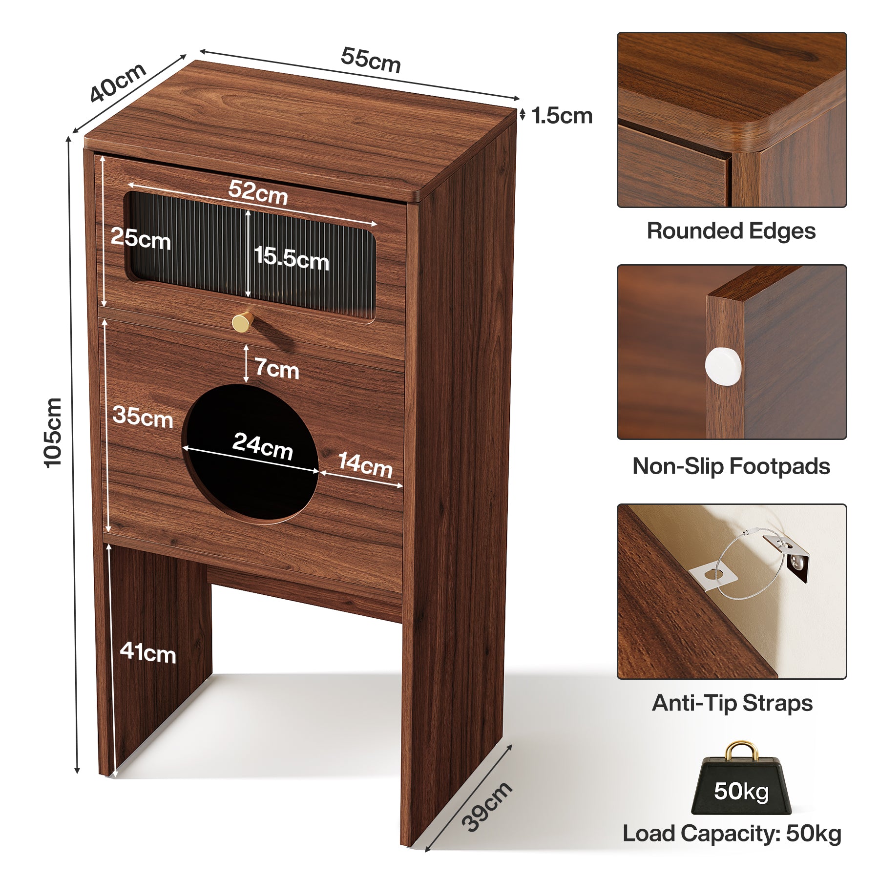 Tribesigns Tavolino laterale moderno, mobile contenitore 2 in 1 con lettiera per gatti nascosta