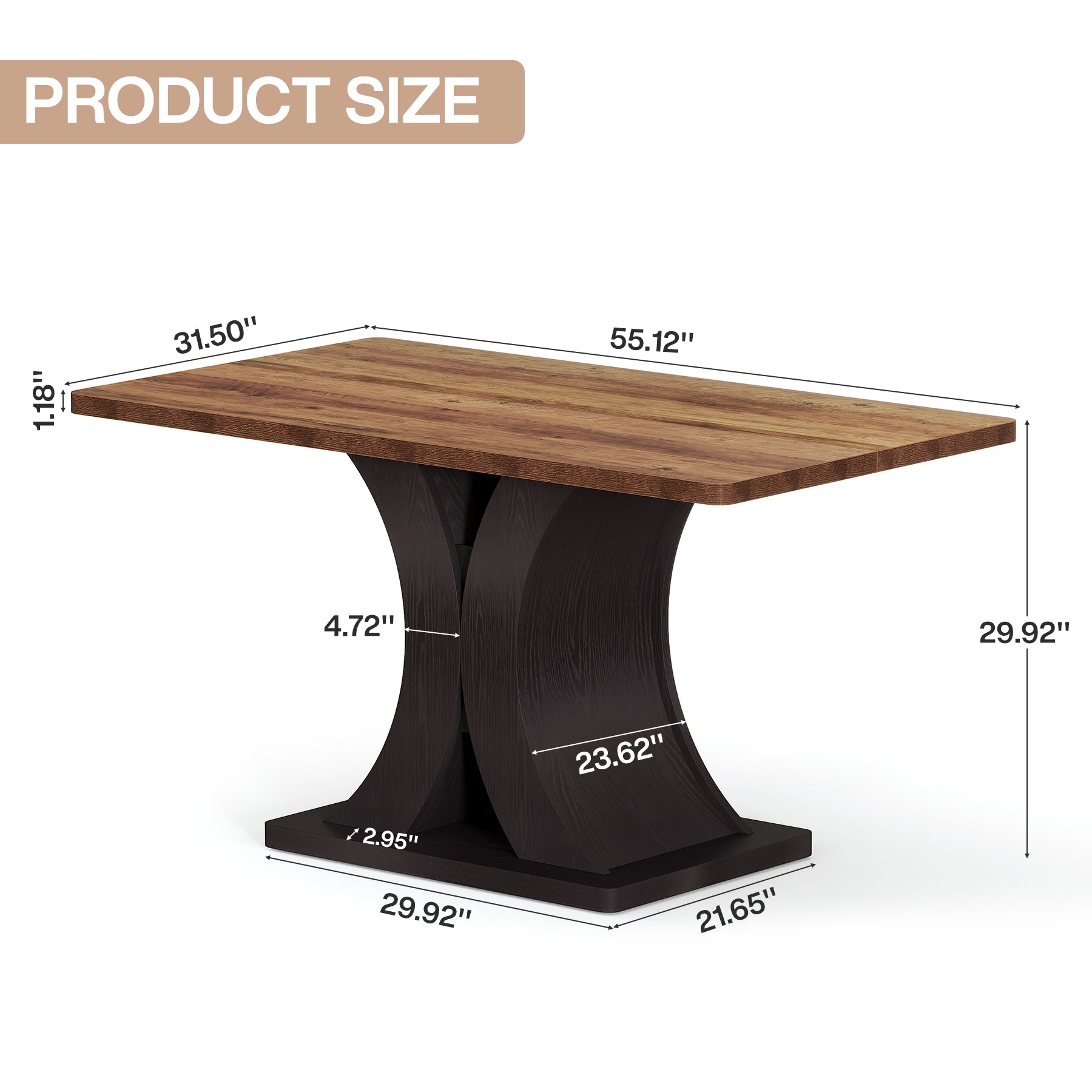 Tribesigns Tavolo da pranzo da 140 cm per 4-6 persone, tavolo da cucina rettangolare in stile rustico