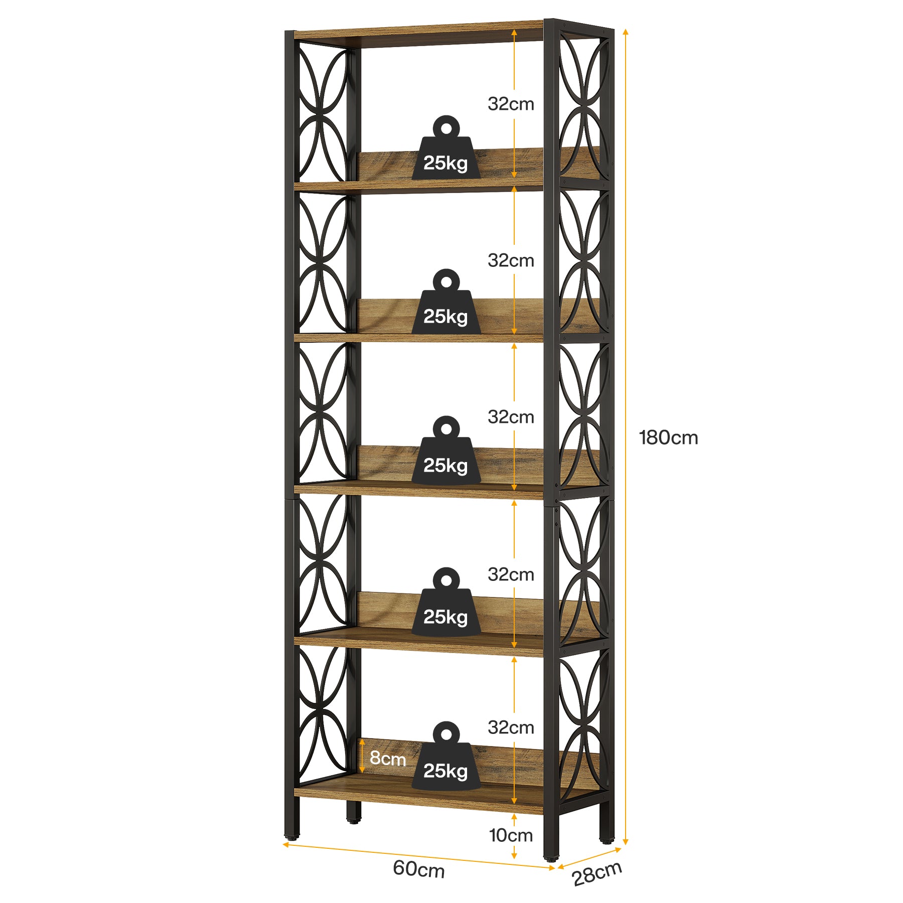 Tribesigns Libreria da 180 cm, Libreria espositiva con ripiano portaoggetti a 6 ripiani