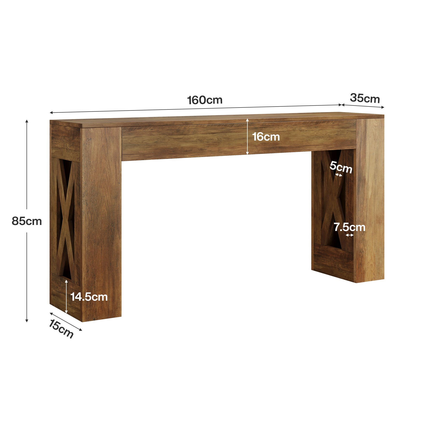 Tribesigns 160 cm Tavolo consolle, consolle stretta a 2 livelli con 2 cassetti