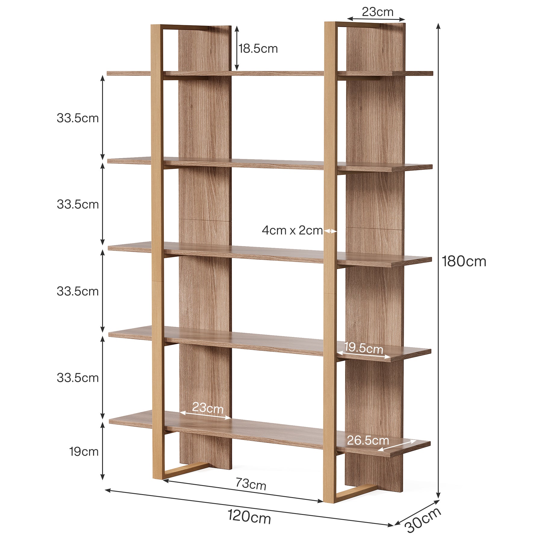 Tribesigns Libreria da 120 cm, libreria a 5 ripiani, scaffalatura per ufficio