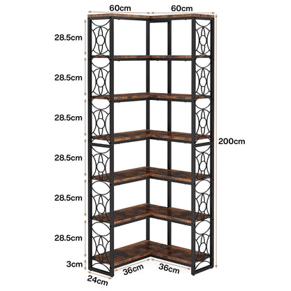 Tribesigns Libreria a 7 ripiani, scaffale angolare alto 20 cm scaffale espositivo Etagere