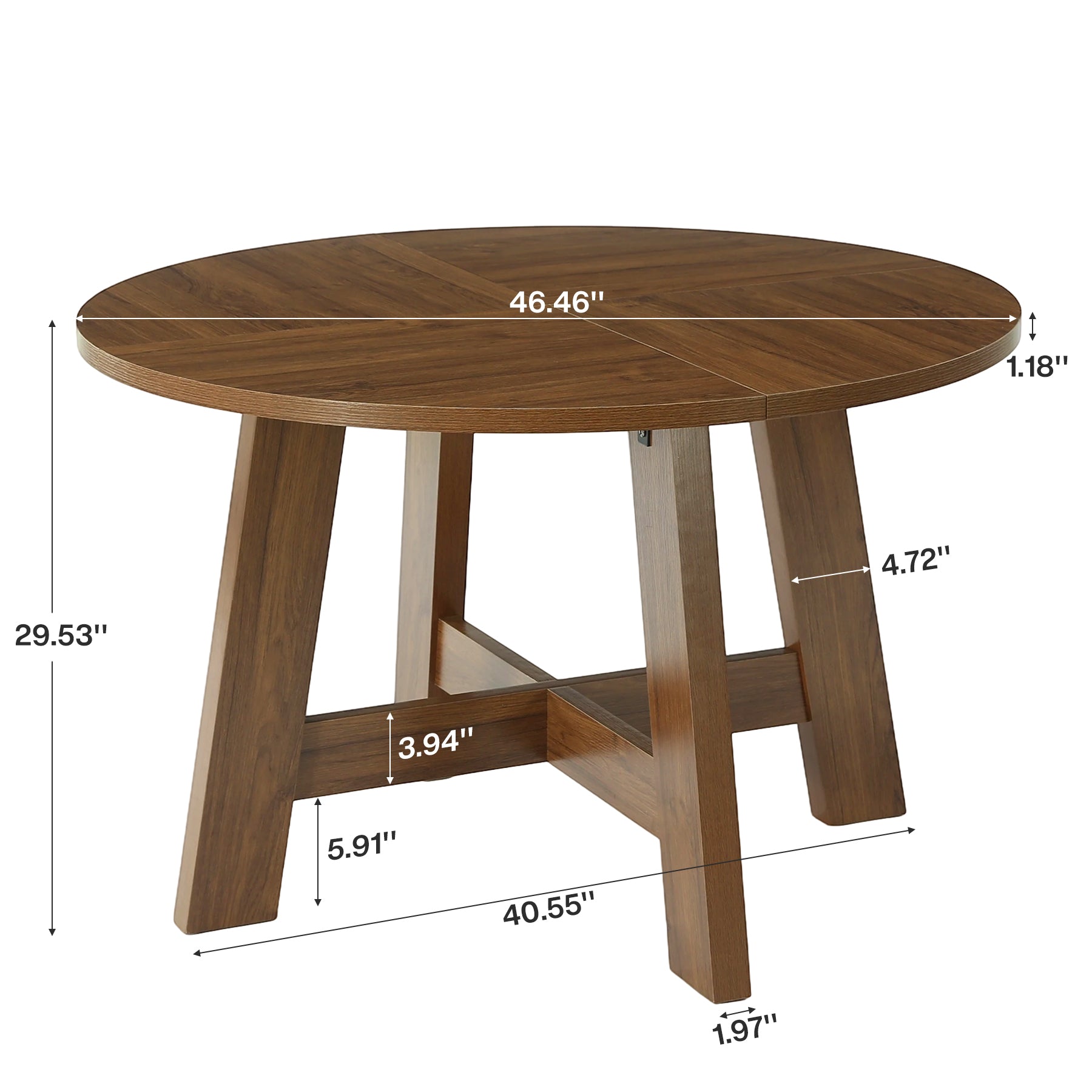Tribesigns Tavolo da pranzo da 118 cm, tavolo da cucina con traversa di rinforzo per 4-6 persone