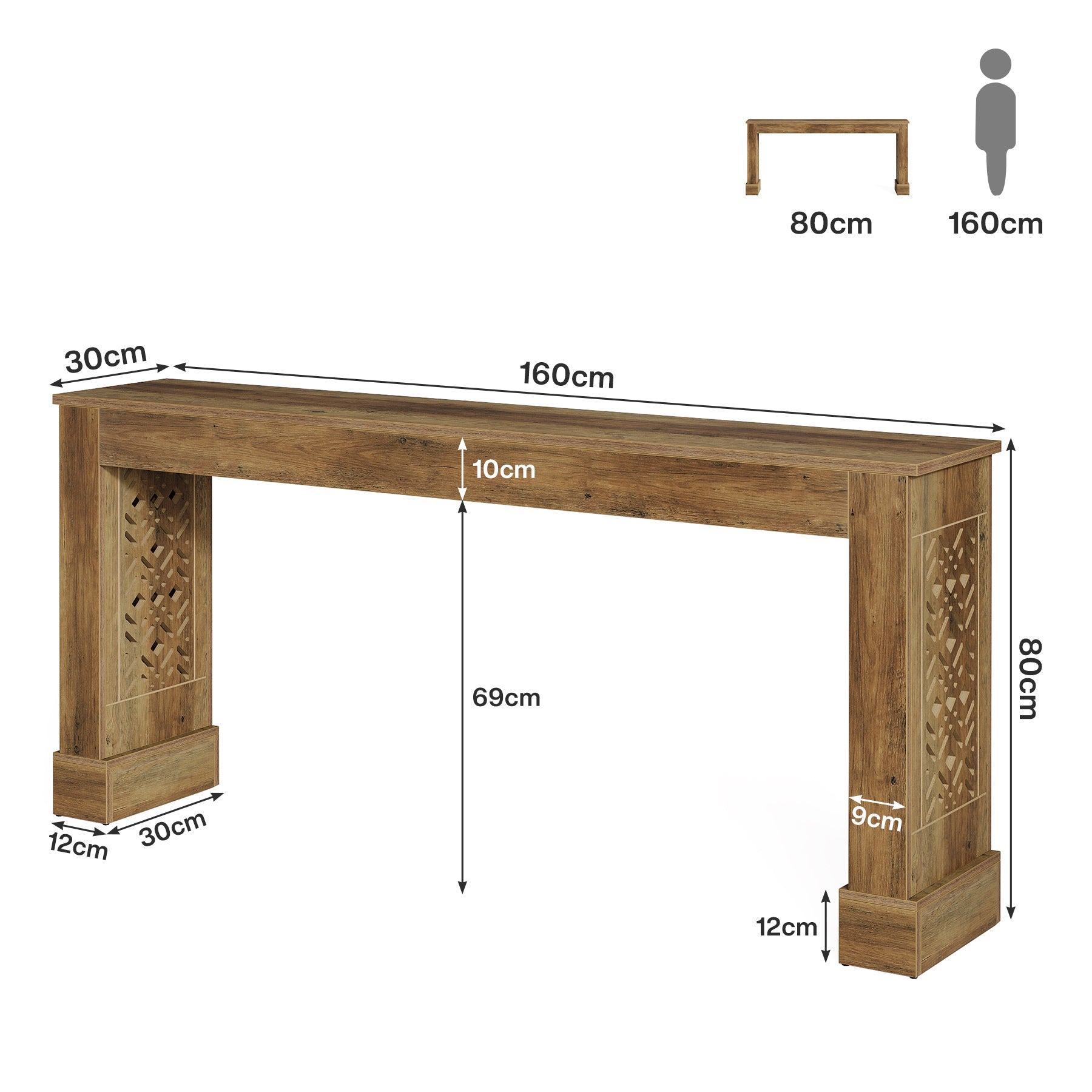 Tribesigns 160 cm Consolle Ingresso, Tavolo Consolle con Gambe con Motivo Retrò Cavo