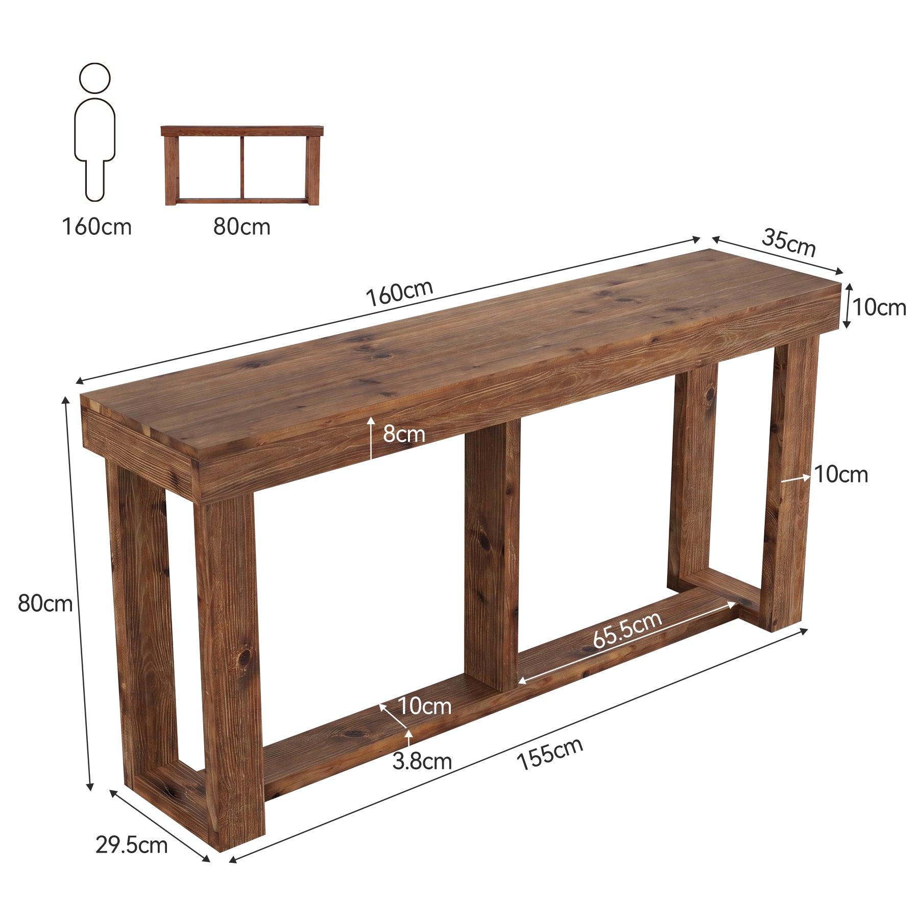 Tribesigns Tavolo consolle stretto da 160 cm, Tavolino da salotto in stile rustico per soggiorno e ingresso