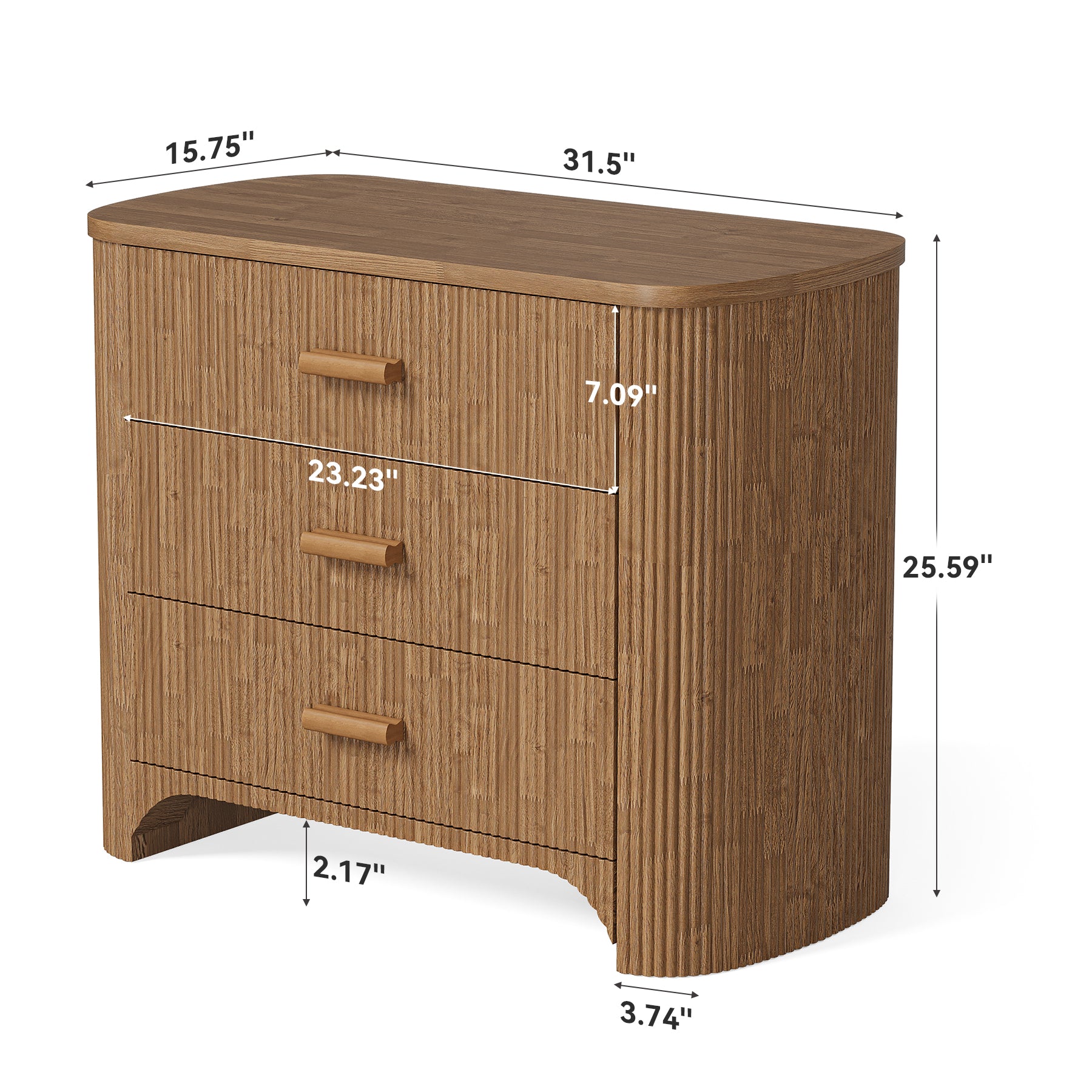 Tribesigns Comodino largo 80 cm, moderno e di grandi dimensioni con 3 cassetti per la camera da letto