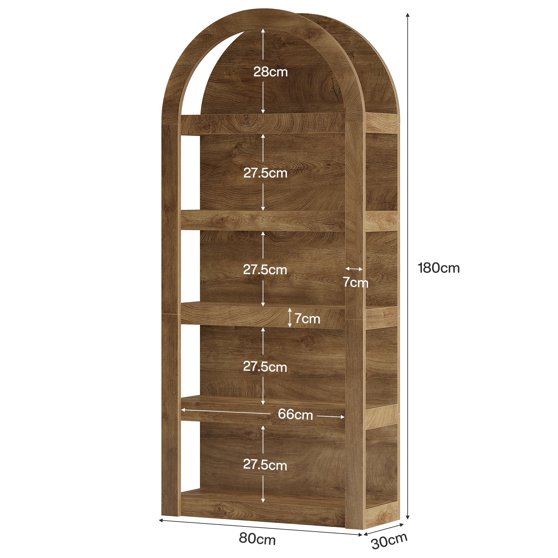 Tribesigns Libreria da 180 cm, scaffali sottili a cupola a 5 livelli per soggiorno