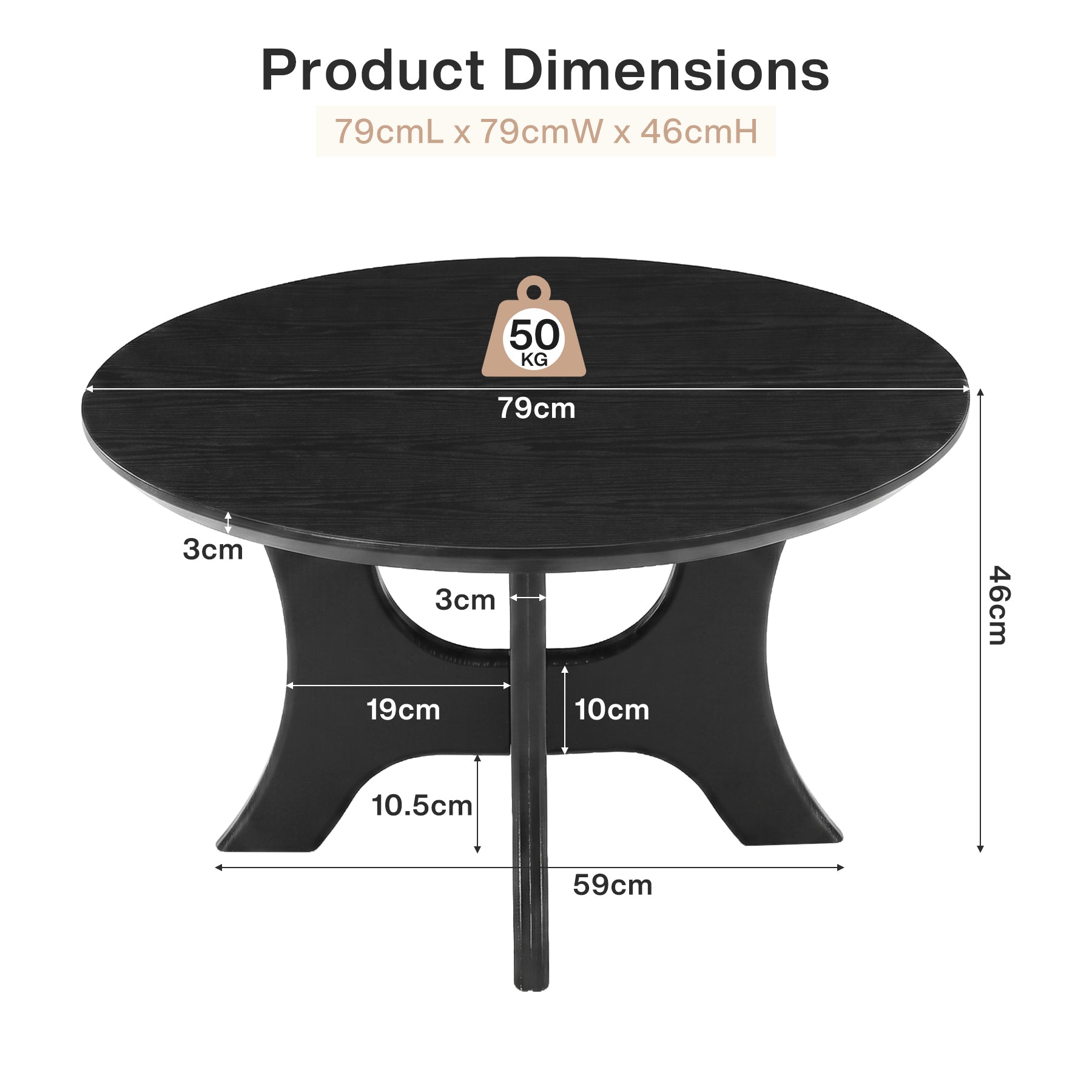 Tribesigns Tavolino rotondo da 80 cm, tavolino da caffè in stile moderno per il soggiorno
