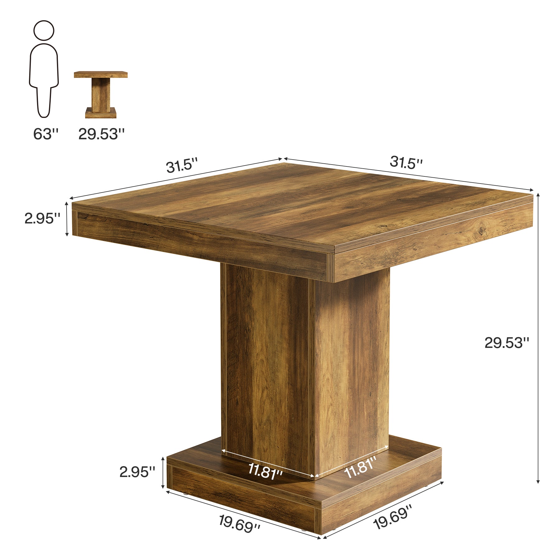 Tribesigns Tavolo da pranzo, tavolo da cucina da 80 cm per 4 persone