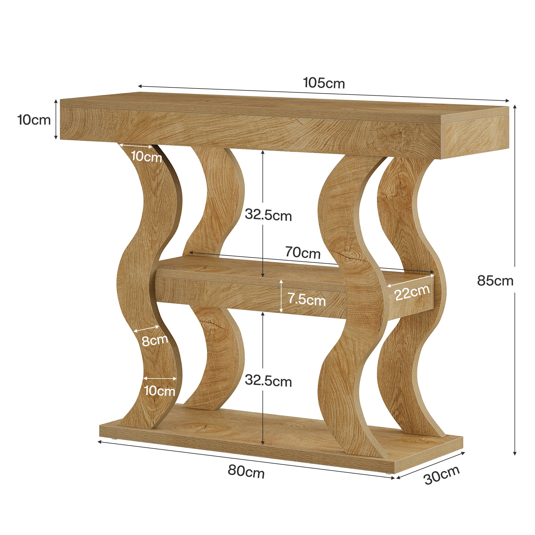Tribesigns Tavolo consolle da 105 cm, piccolo tavolino da caffè a 3 ripiani per ingresso