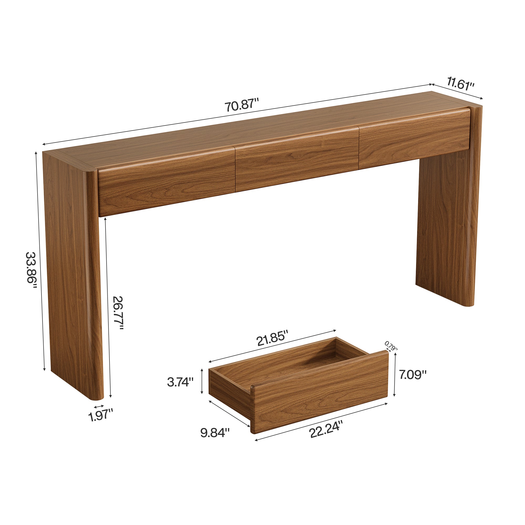 Tribesigns Tavolo Consolle, 180 cm Consolle con 3 Cassetti per Soggiorno